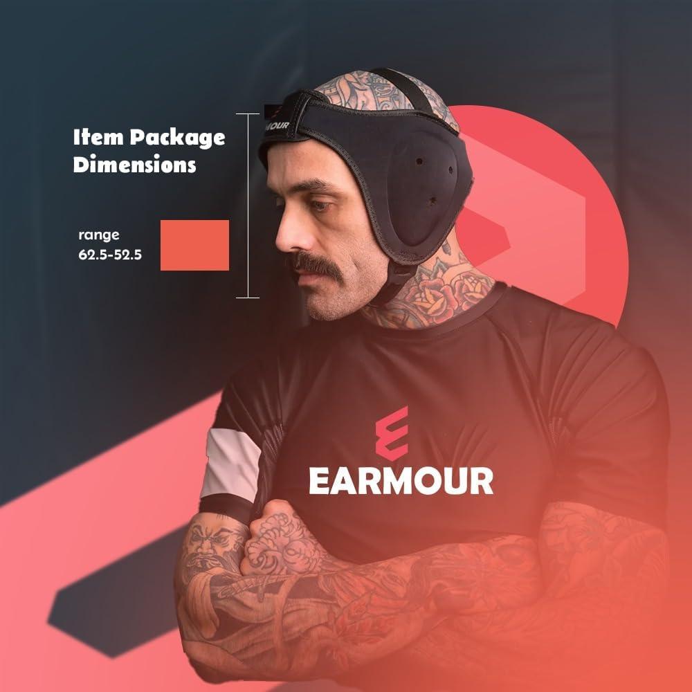 Cabezal Protector de Oído EARMOUR Ajustable para Lucha - Negro