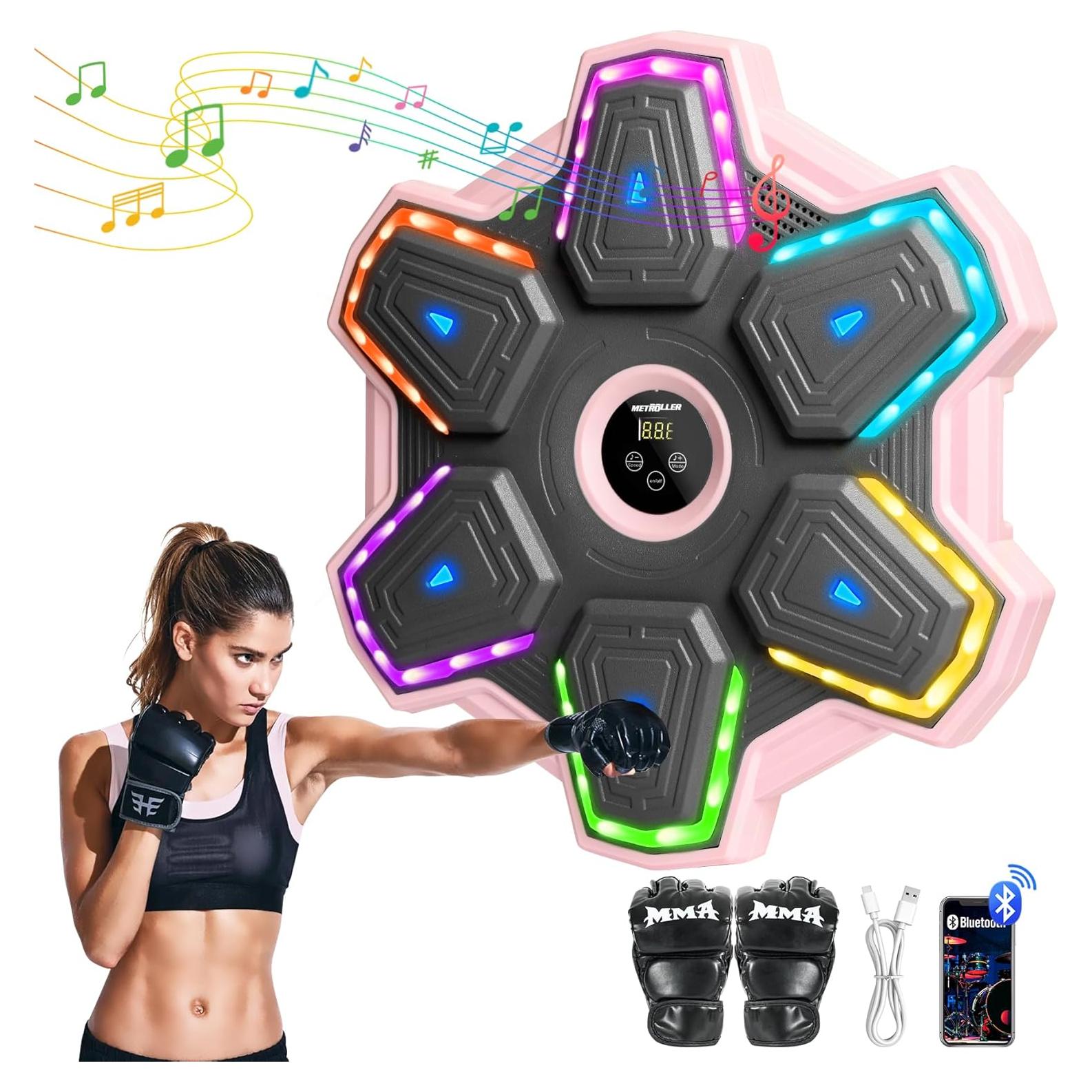 Máquina de Boxeo Musical METROLLER MBX-09 Rosa con Guantes