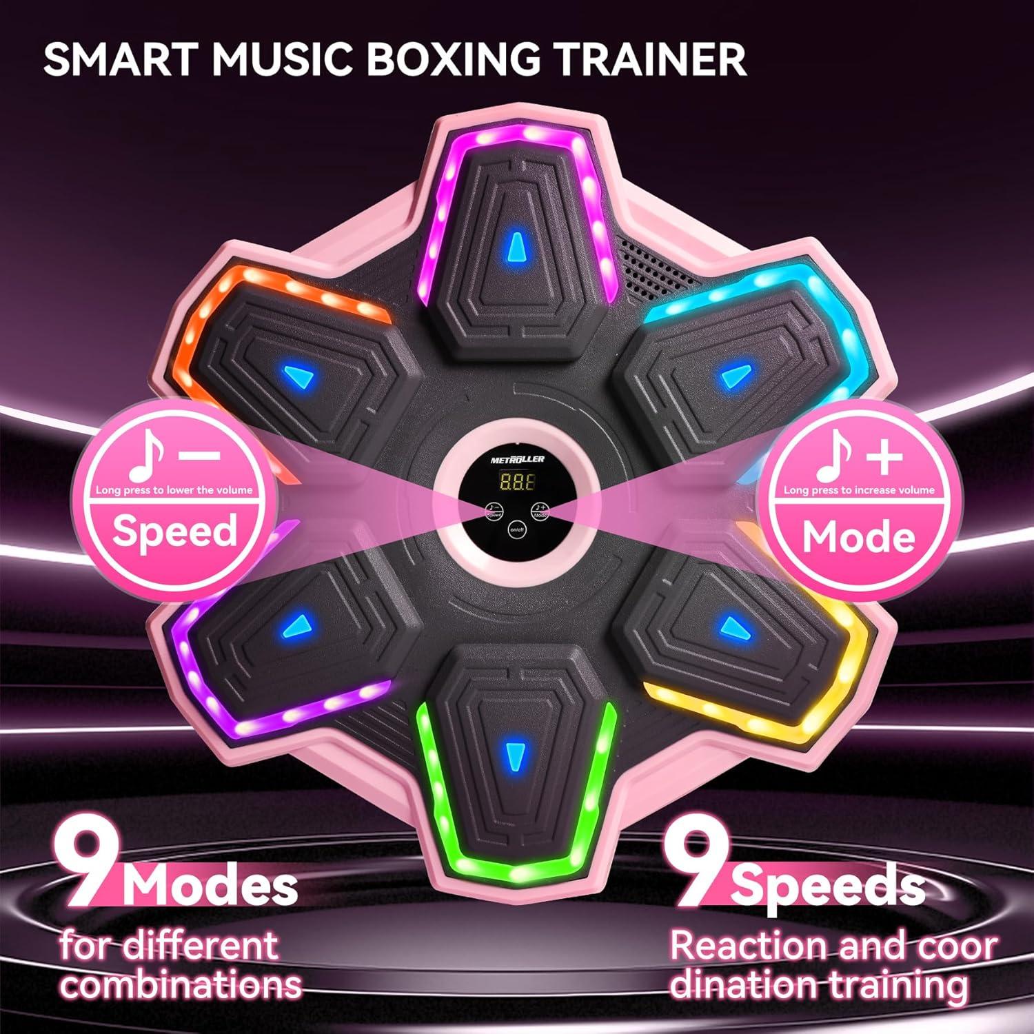 Máquina de Boxeo Musical METROLLER MBX-09 Rosa con Guantes