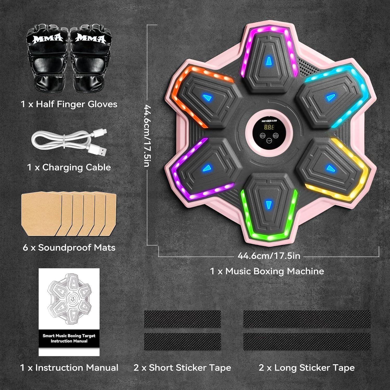 Máquina de Boxeo Musical METROLLER MBX-09 Rosa con Guantes