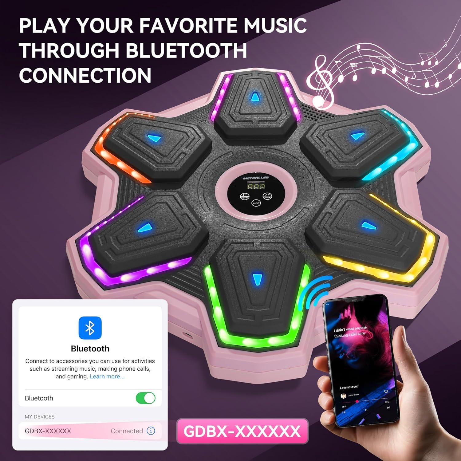 Máquina de Boxeo Musical METROLLER MBX-09 Rosa con Guantes