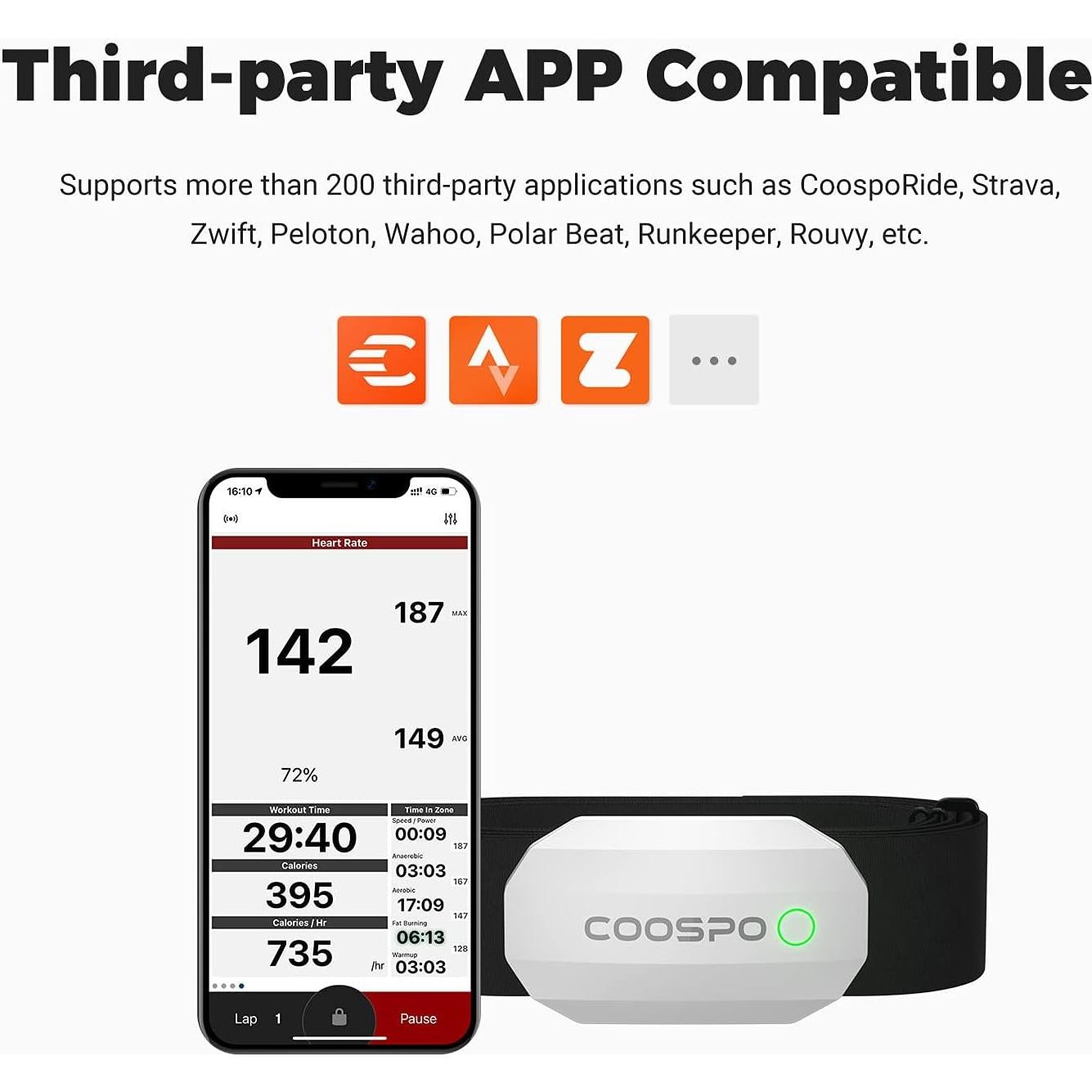 Monitor de Frecuencia Cardíaca CooSpo H808S Bluetooth IP67