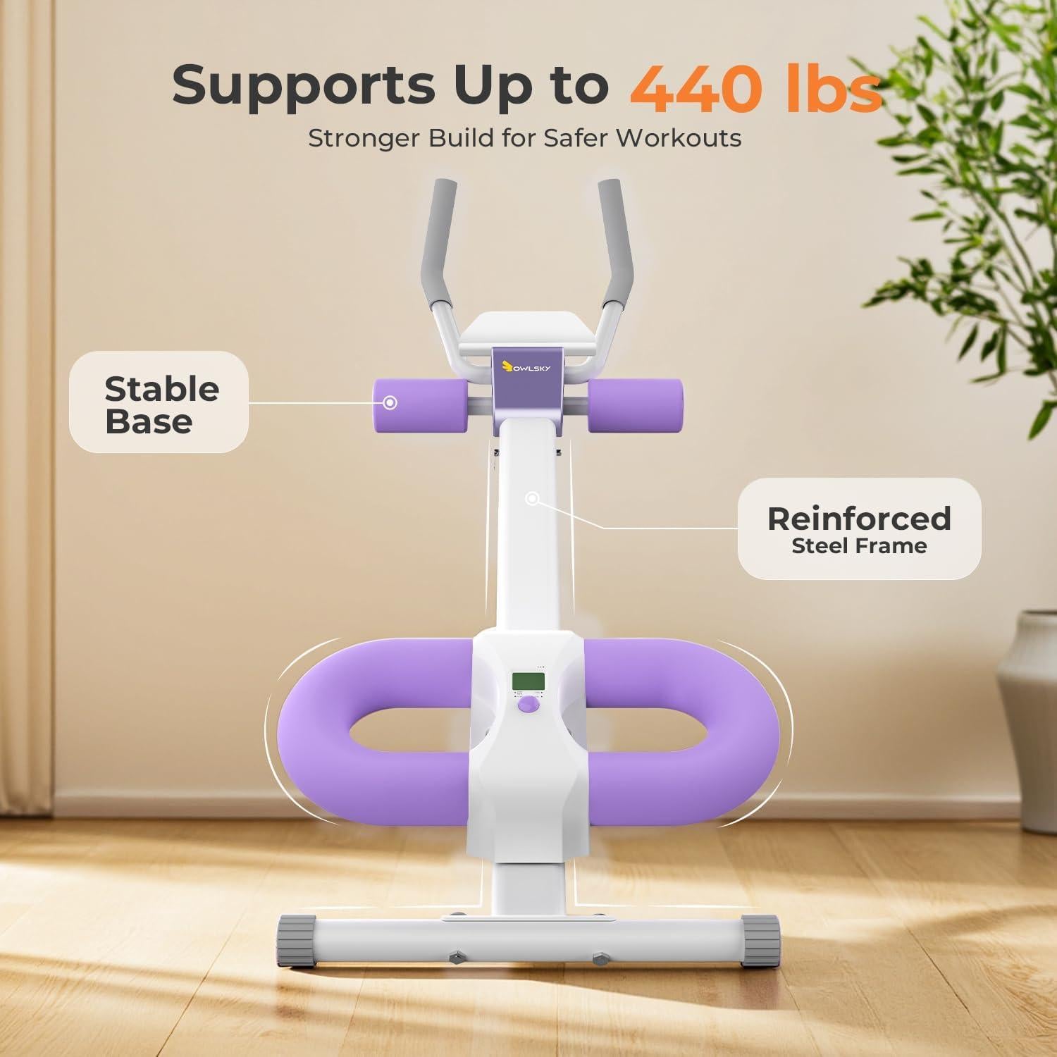 Máquina de Abdominales OWLSKY Ajustable Plegable con Pantalla LCD