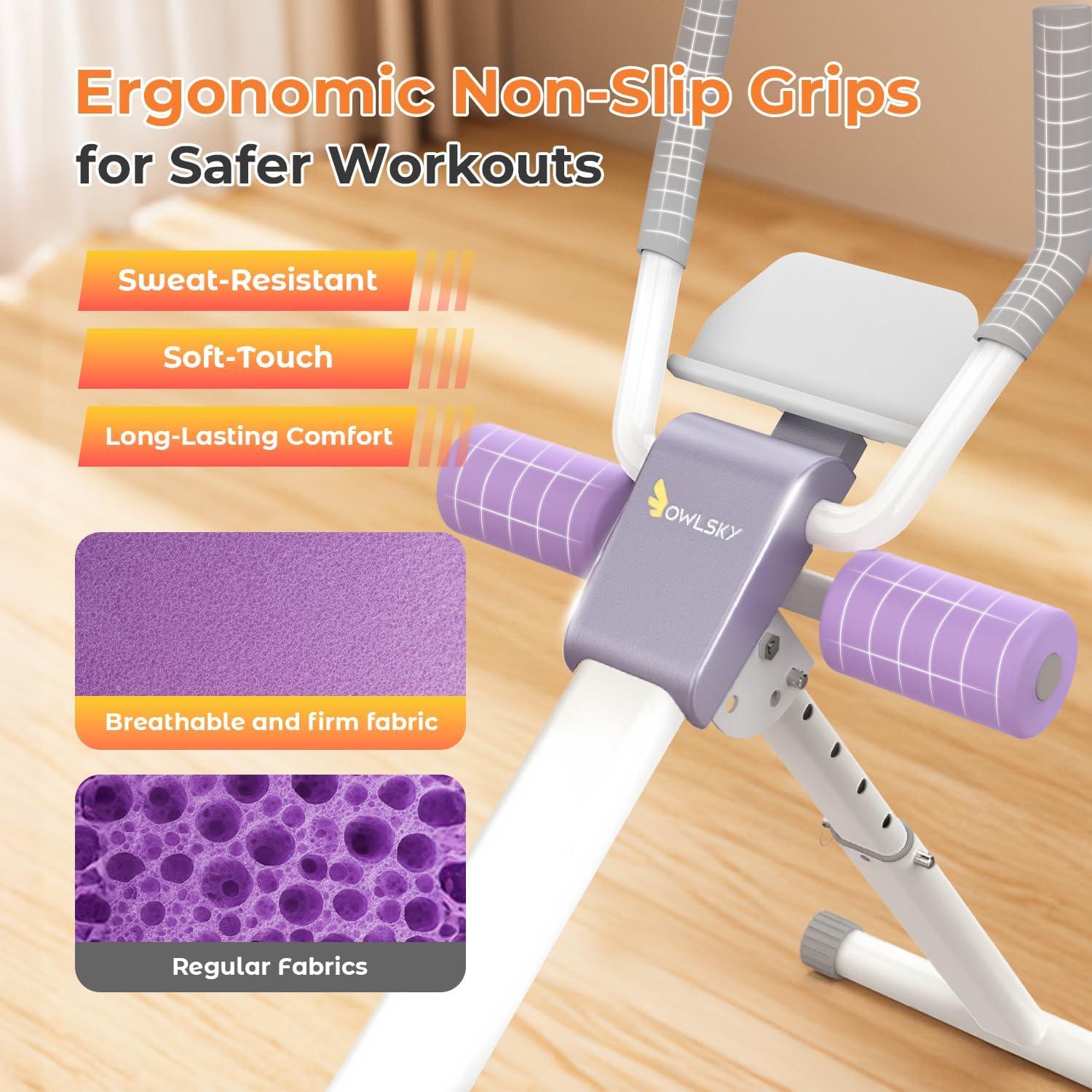 Máquina de Abdominales OWLSKY Ajustable Plegable con Pantalla LCD