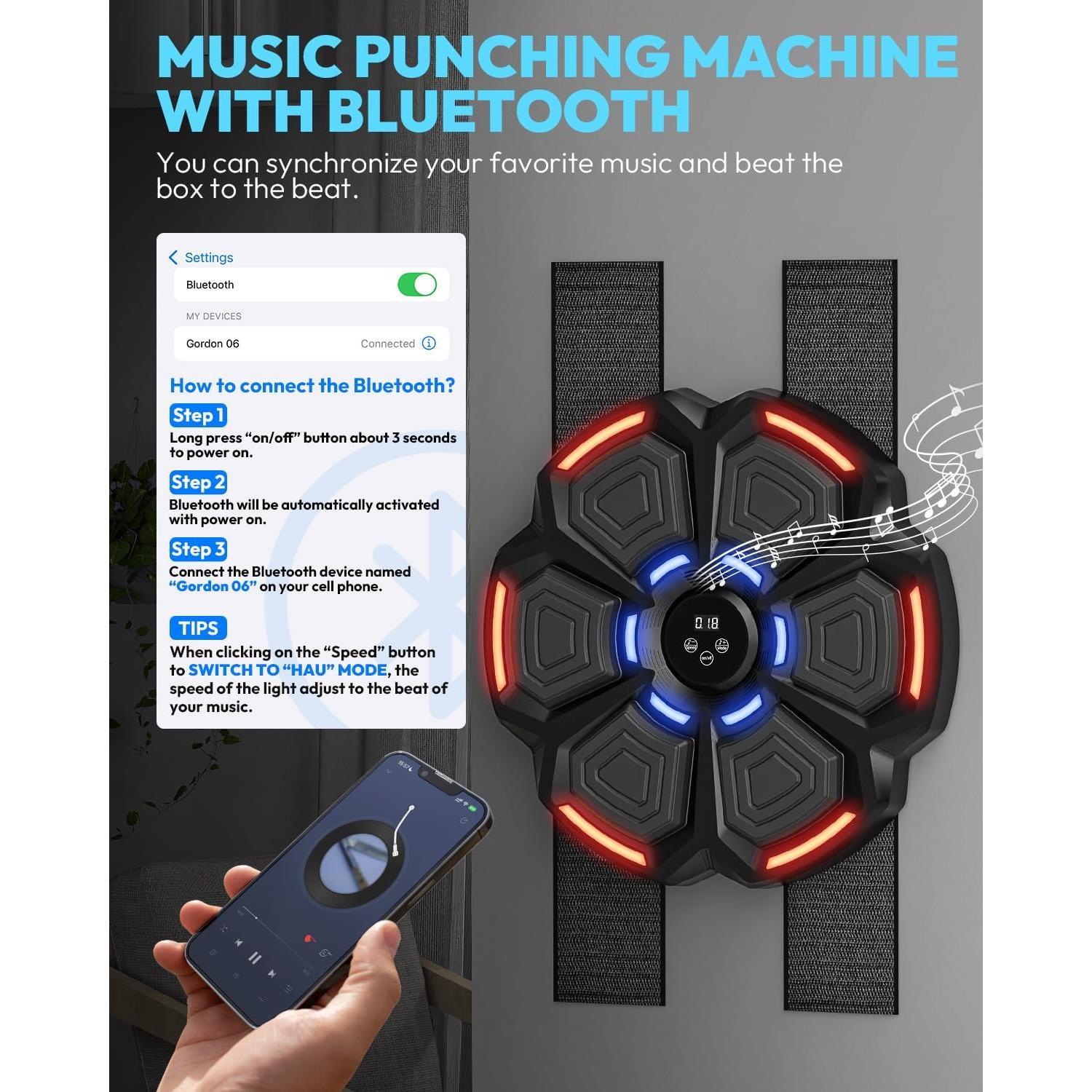 Máquina de Boxeo Musical FUNWICT DCEH001 con Guantes y Bluetooth