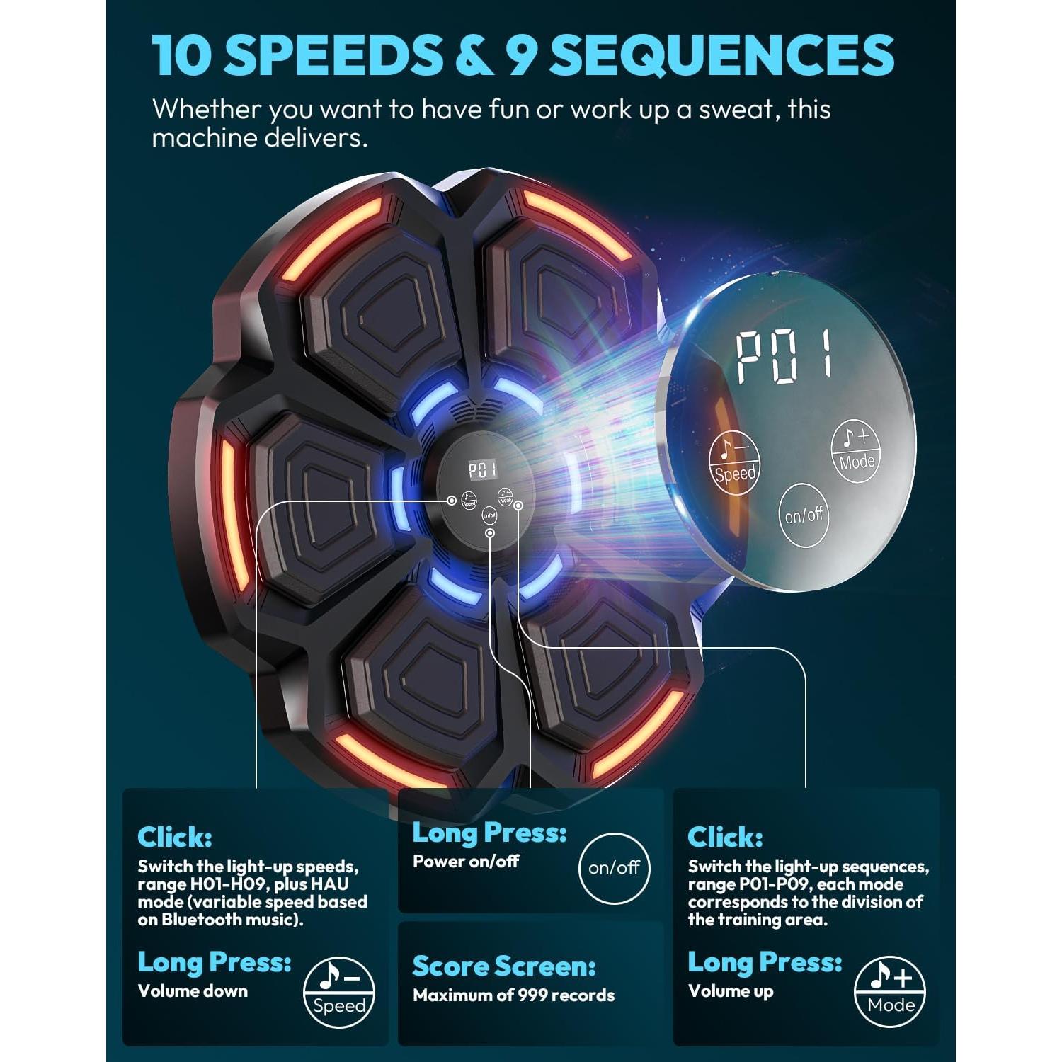 Máquina de Boxeo Musical FUNWICT DCEH001 con Guantes y Bluetooth