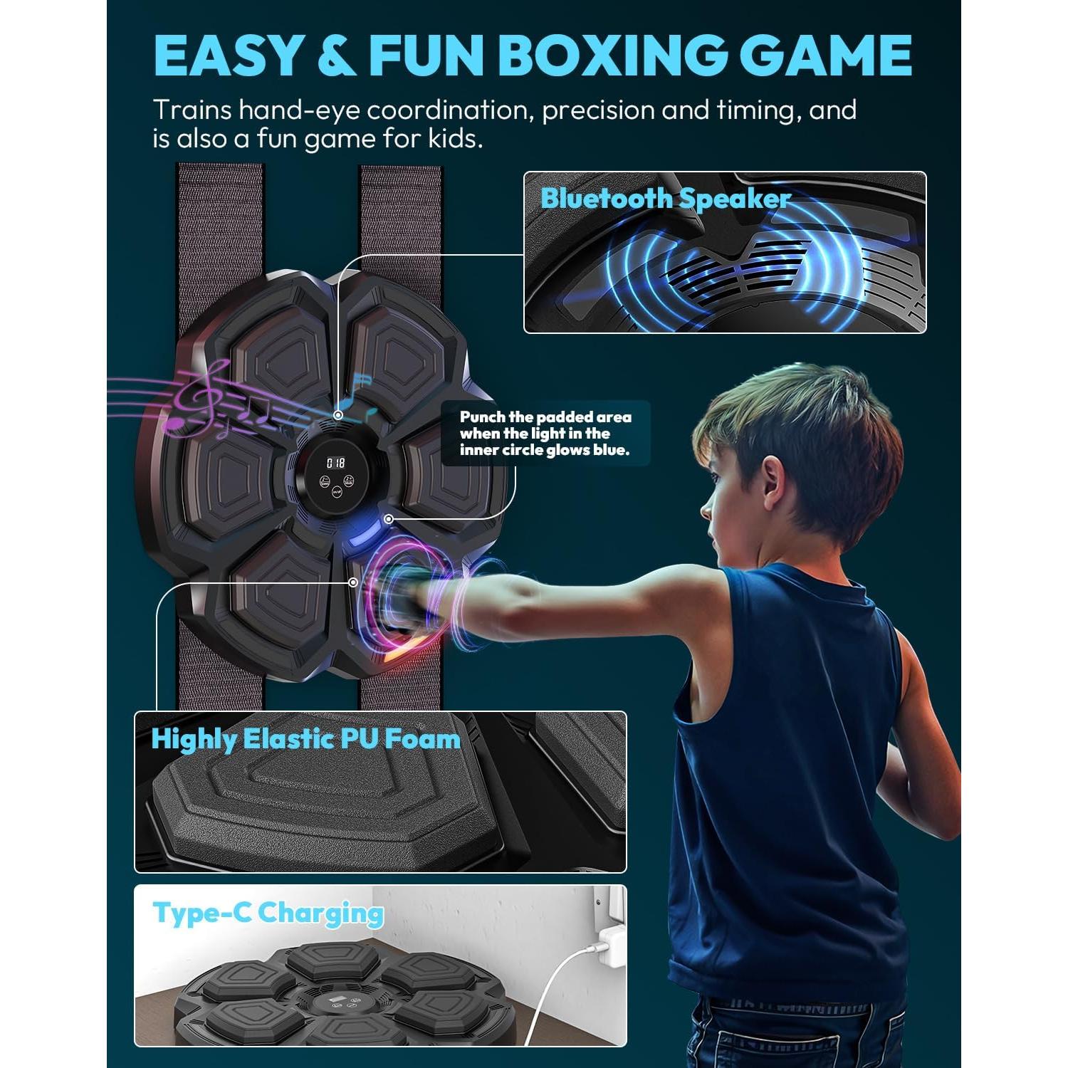 Máquina de Boxeo Musical FUNWICT DCEH001 con Guantes y Bluetooth