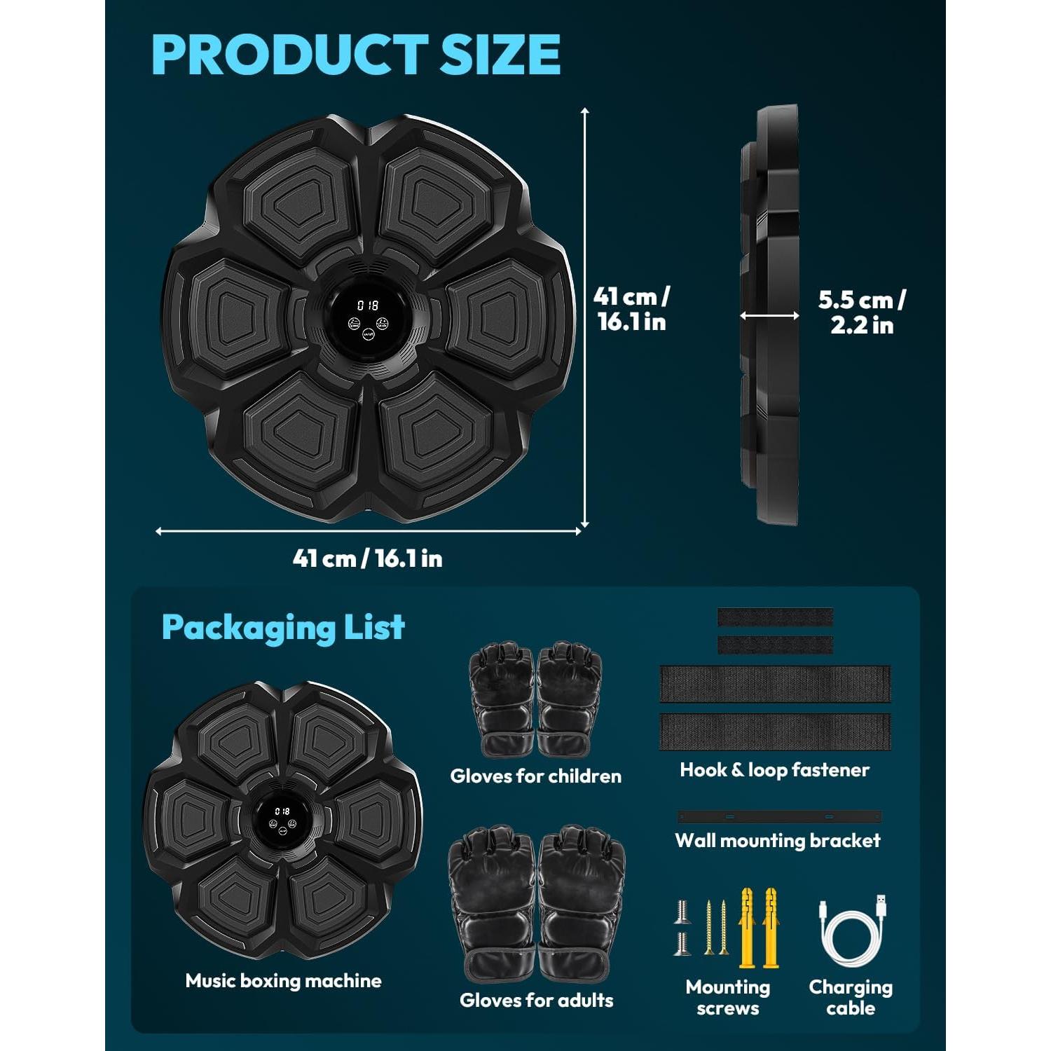 Máquina de Boxeo Musical FUNWICT DCEH001 con Guantes y Bluetooth
