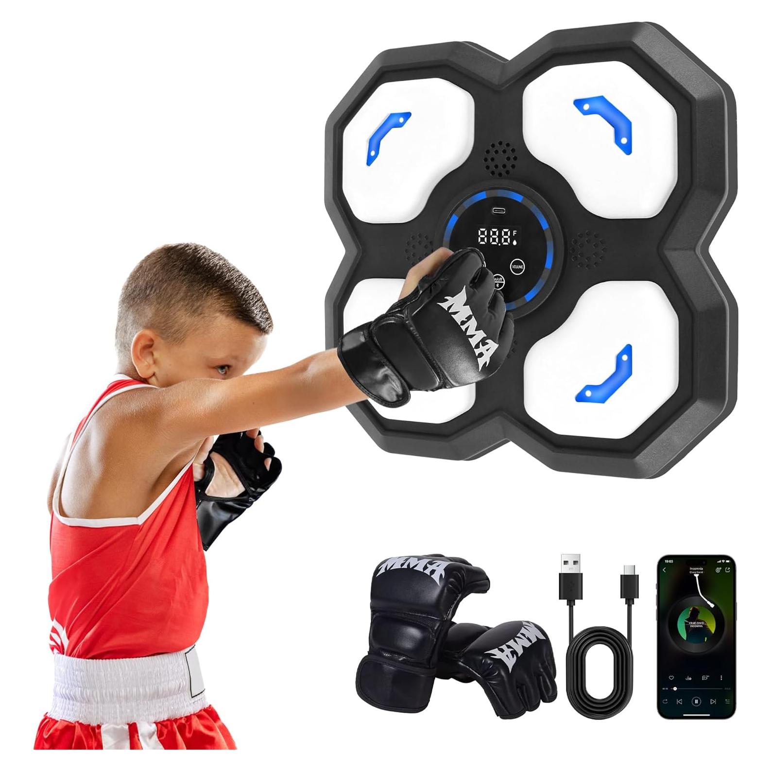 Máquina de Boxeo Musical SPOXING con Guantes, Ajustable y Bluetooth