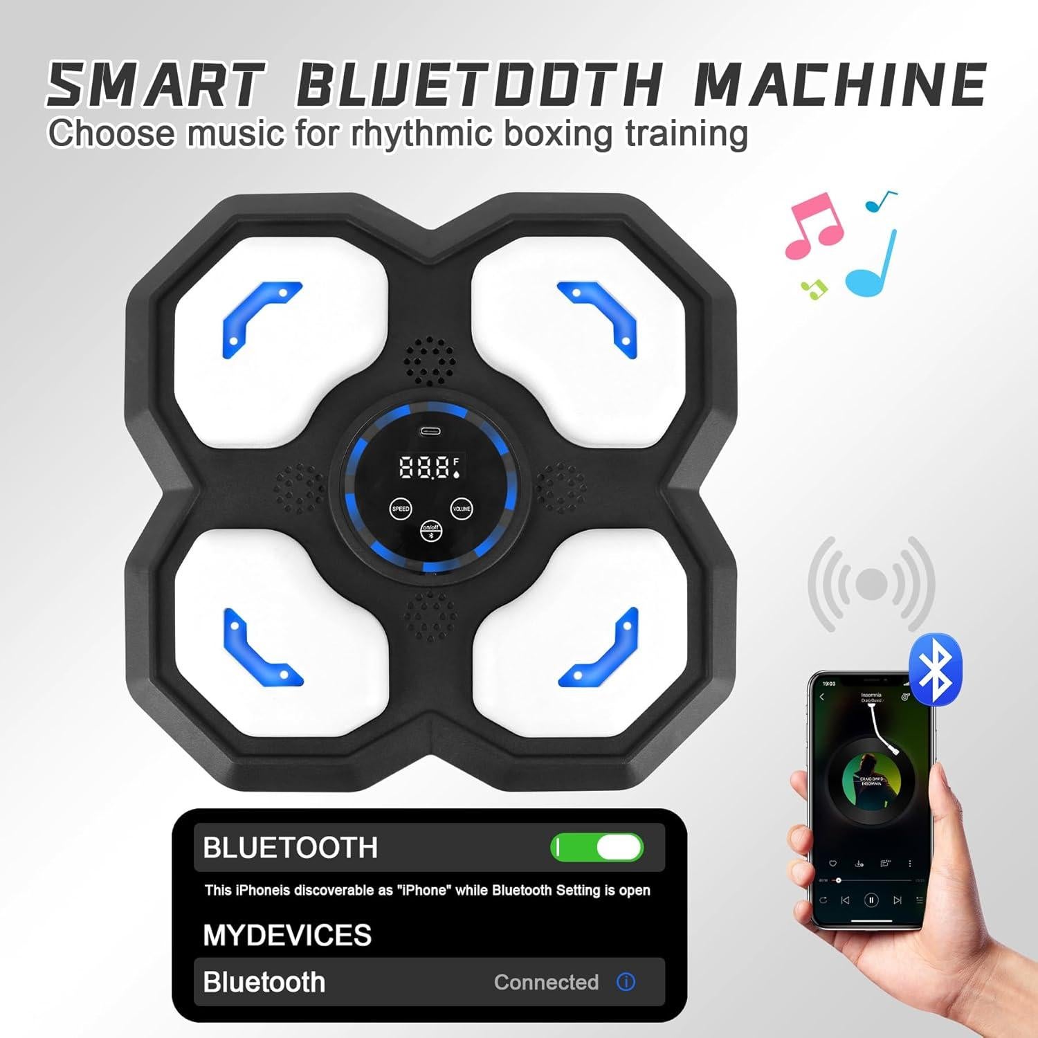 Máquina de Boxeo Musical SPOXING con Guantes, Ajustable y Bluetooth