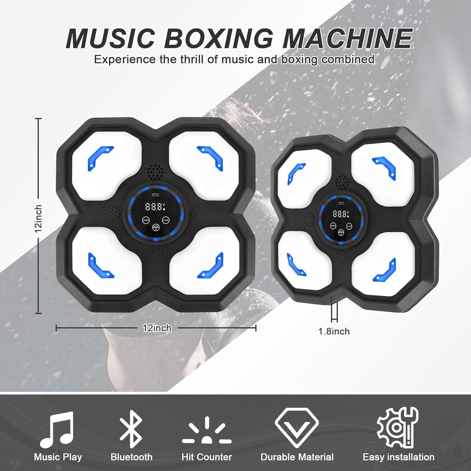 Máquina de Boxeo Musical SPOXING con Guantes, Ajustable y Bluetooth