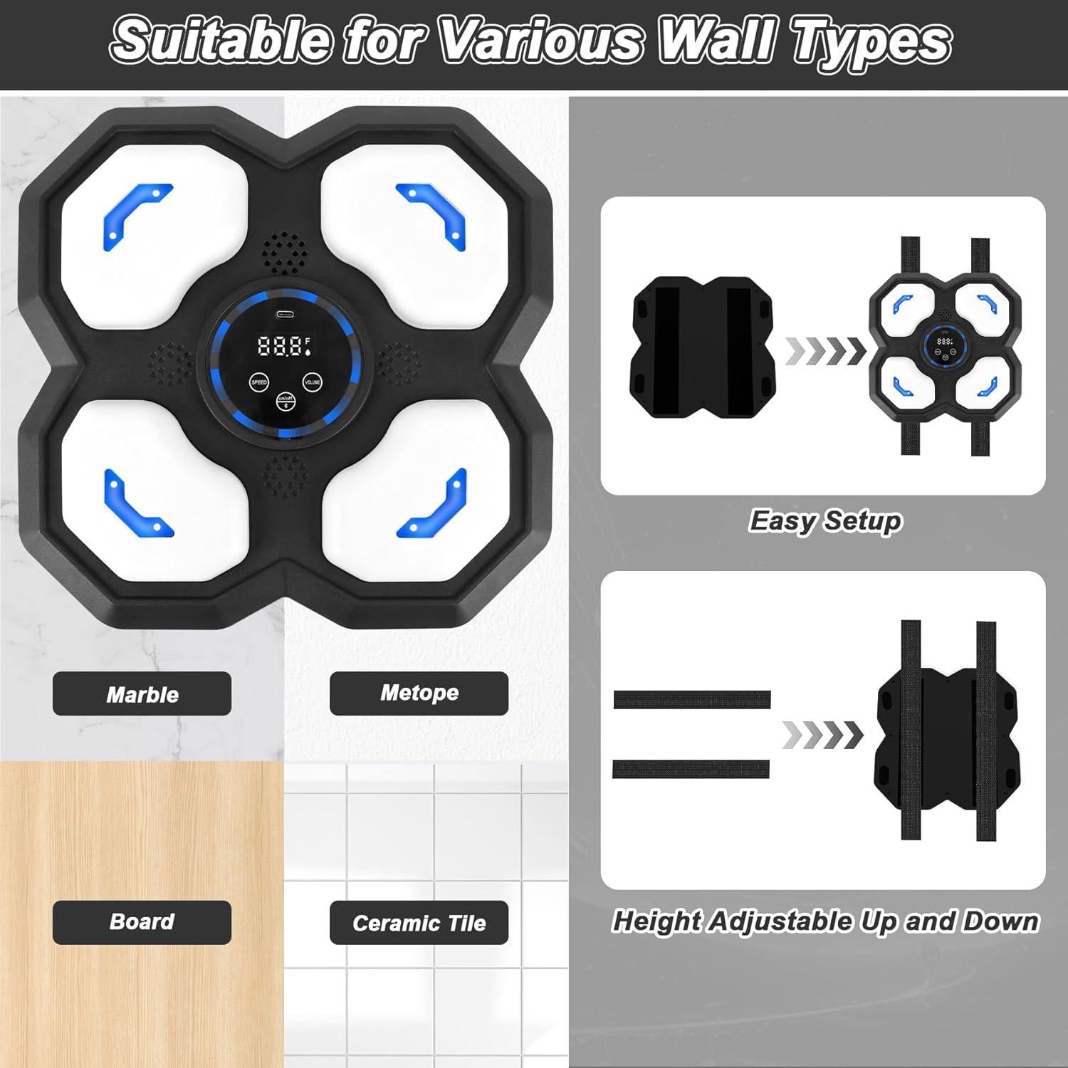 Máquina de Boxeo Musical SPOXING con Guantes, Ajustable y Bluetooth