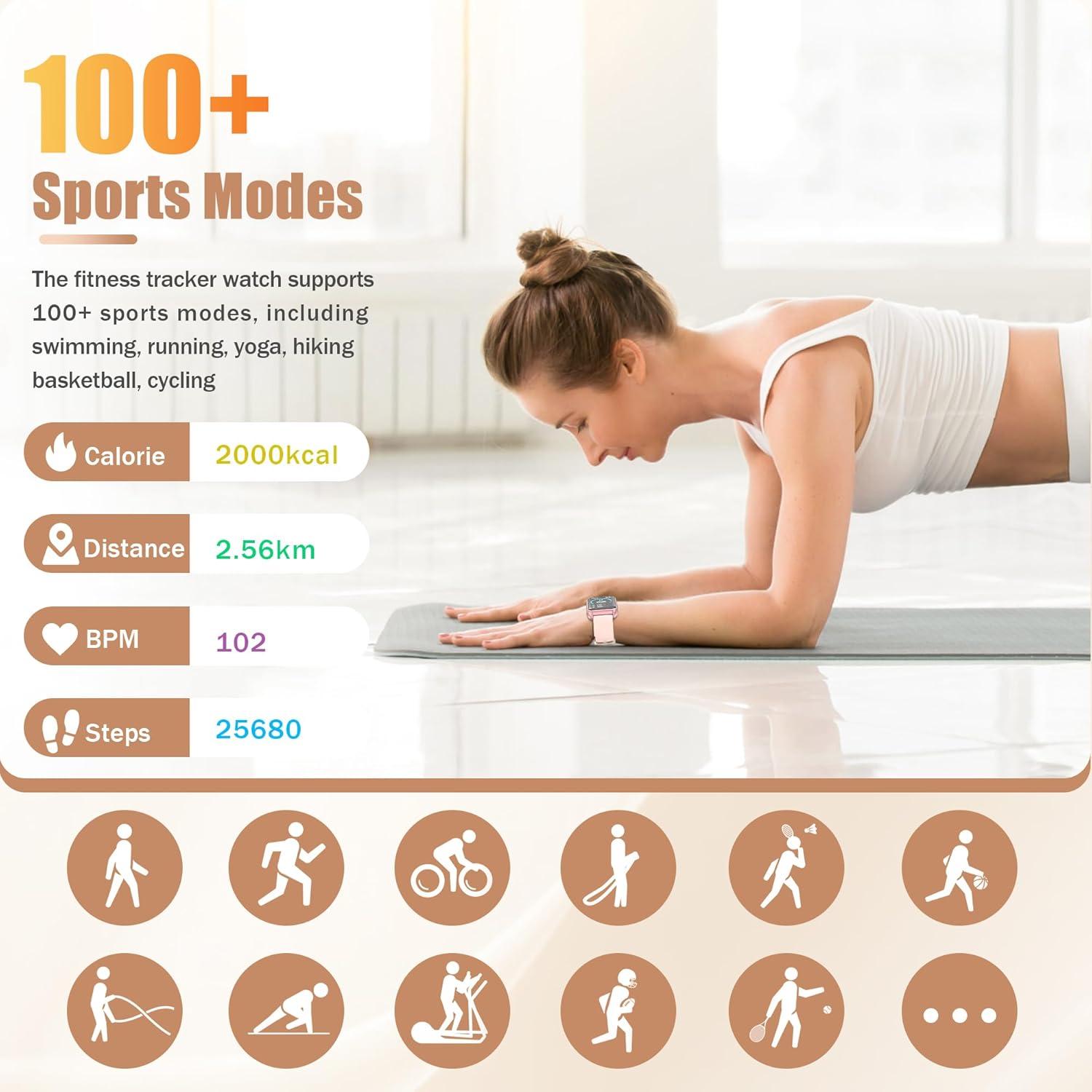 Reloj Inteligente GLPYR H37 Rosa con Monitoreo de Salud IP68