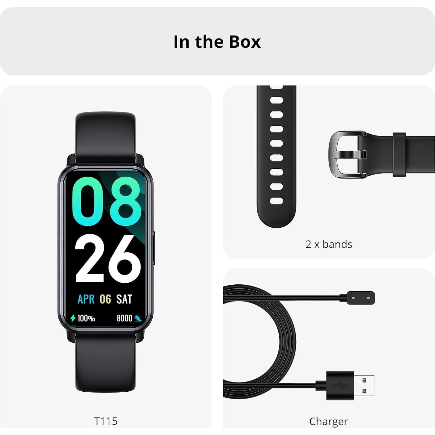 Rastreador de Fitness AKAGEAR T115 Pantalla AMOLED 1.58" Negro