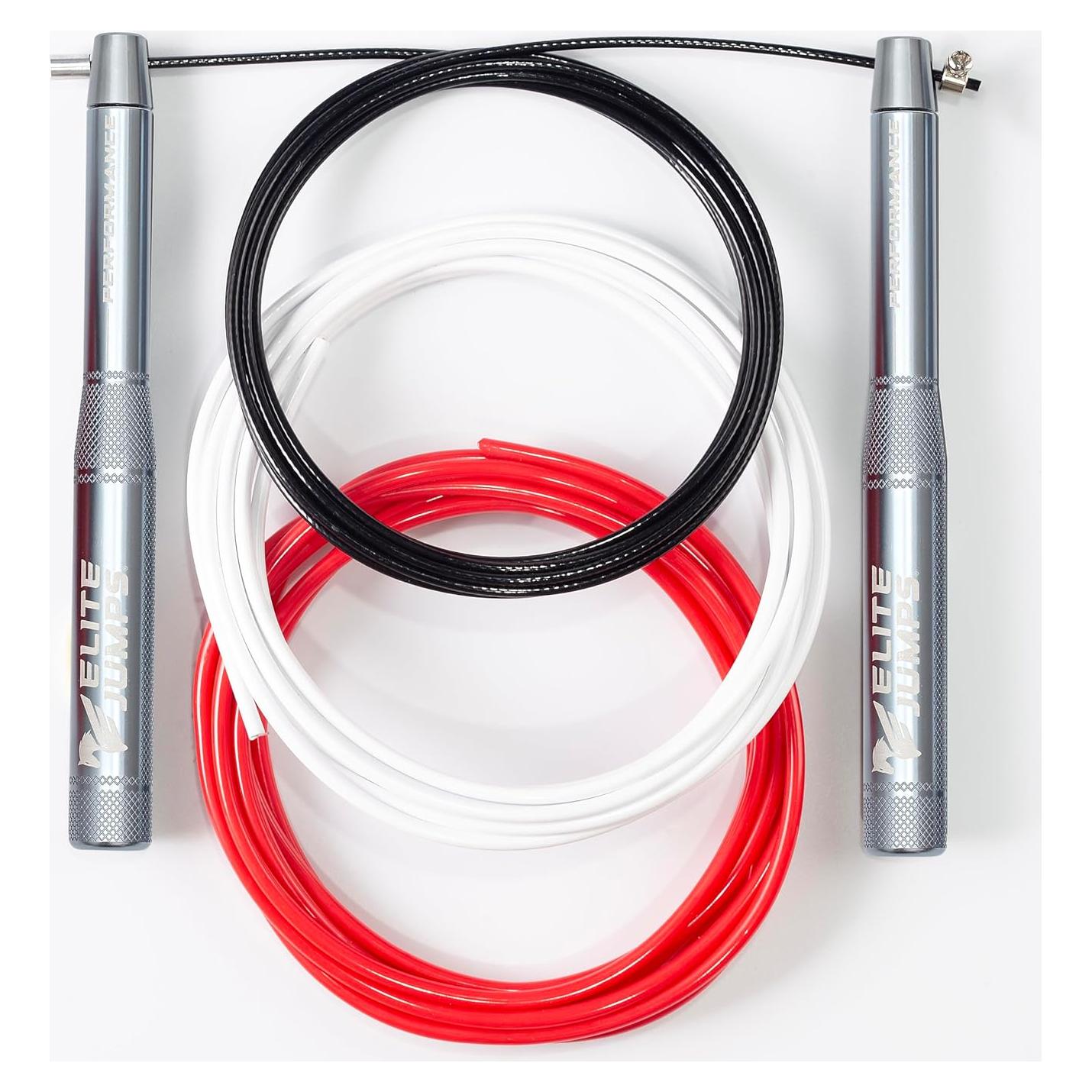 Cuerda de Saltar Elite Jumps Plata 3 Cables Ajustables 321 cm