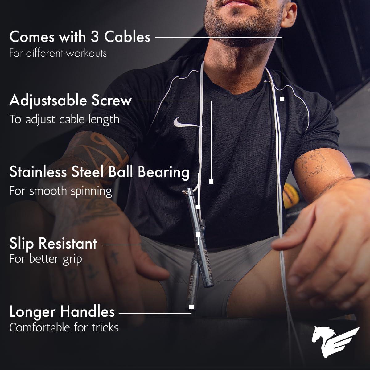 Cuerda de Saltar Elite Jumps Plata 3 Cables Ajustables 321 cm