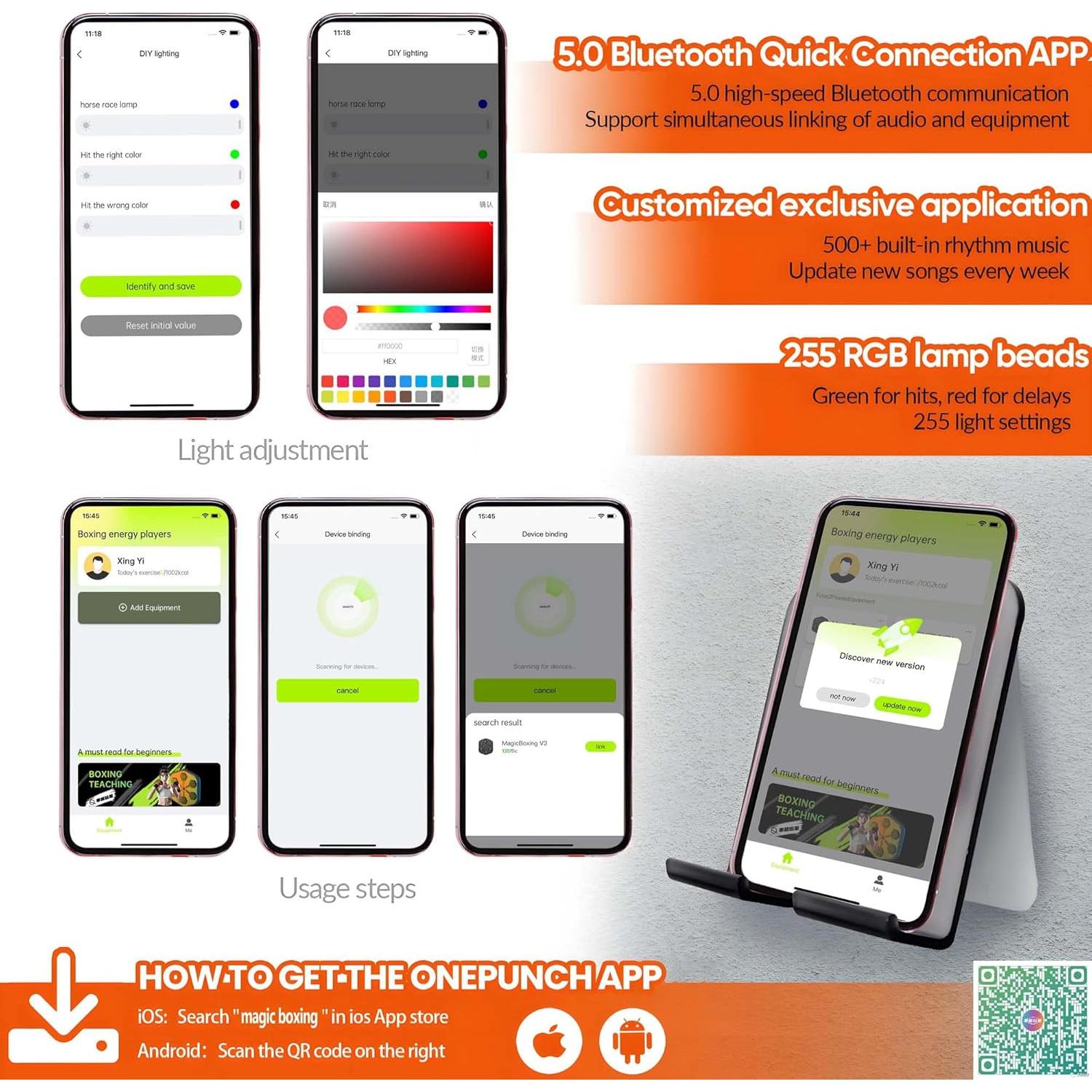 Máquina de Boxeo Inteligente OnePunch V3 LED - Ejercicio en Casa