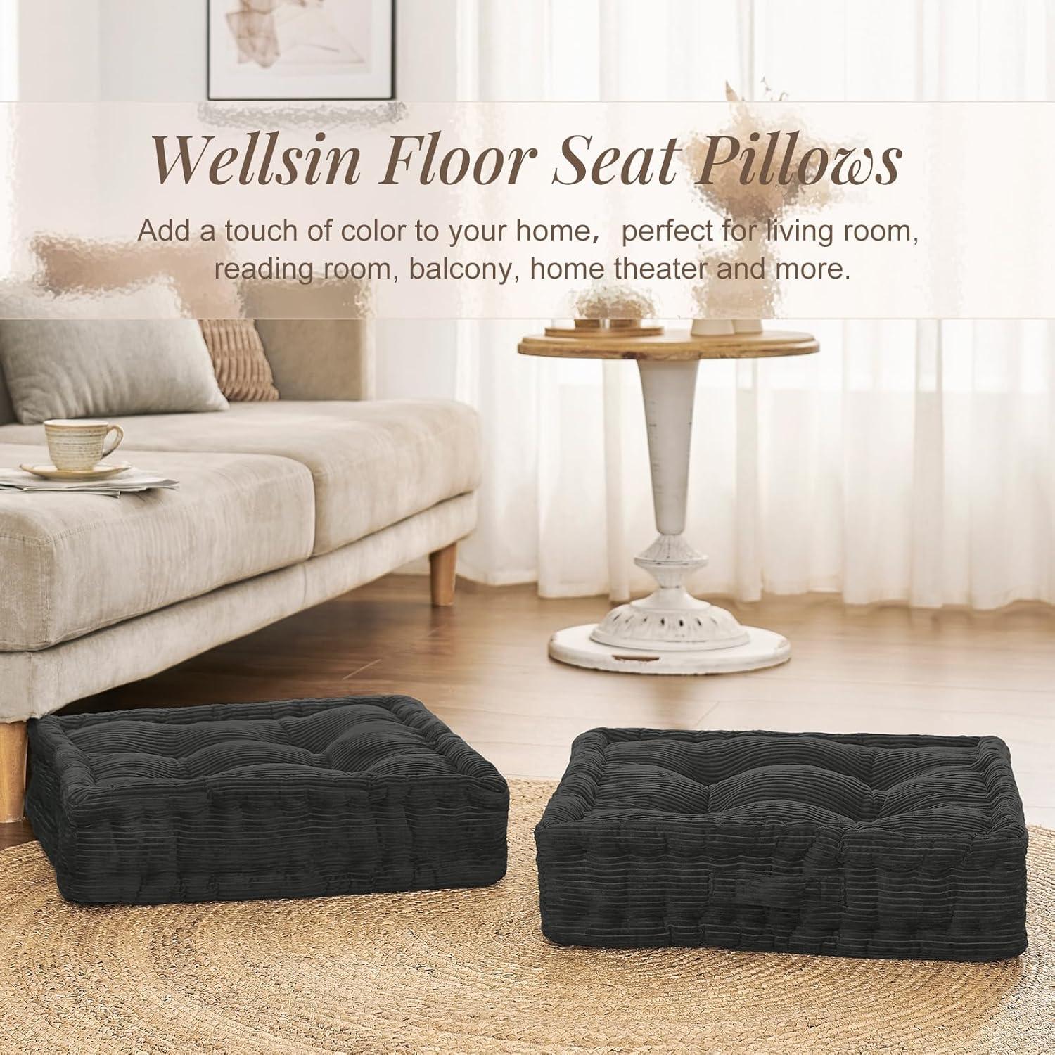 Cojín de Piso Cuadrado Wellsin 50.8x50.8 cm Gris Acolchado