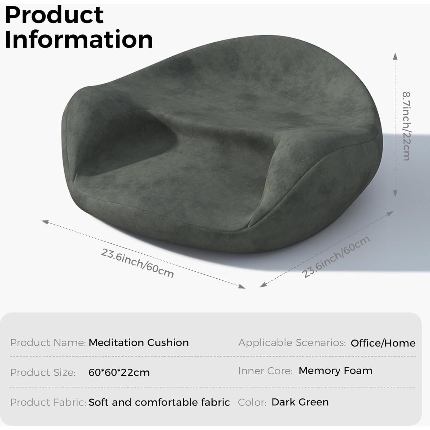 Cojín de Meditación UTJZIB Pro - Espuma con Memoria, 55.88x16.76cm