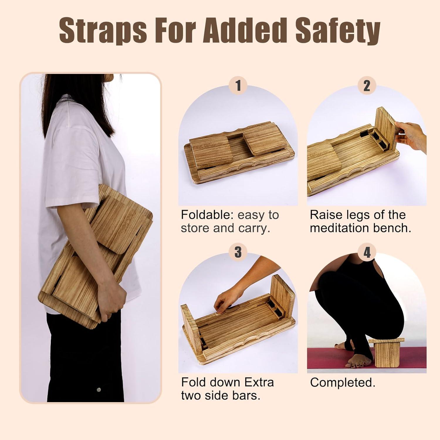 Banco de Meditación Plegable Elfzone Madera Oscura 38.1 cm