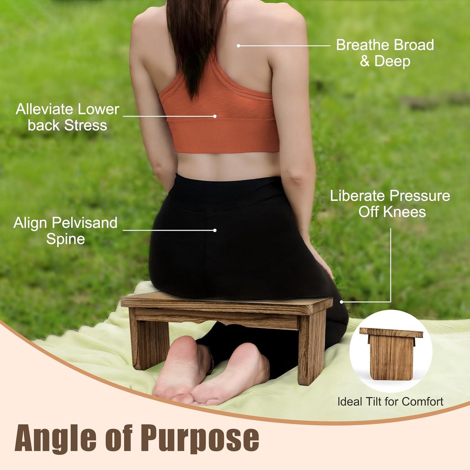 Banco de Meditación Plegable Elfzone Madera Oscura 38.1 cm