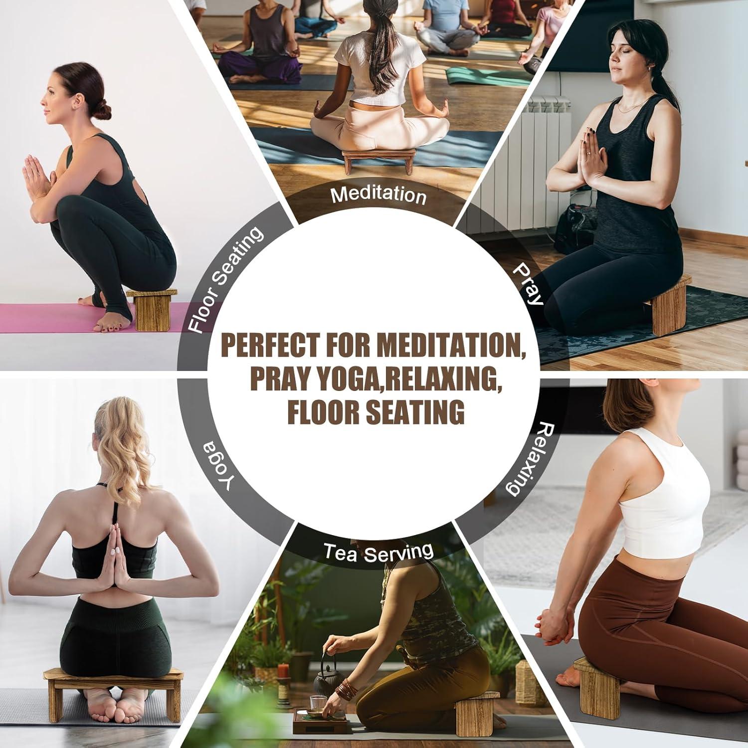 Banco de Meditación Plegable Elfzone Madera Oscura 38.1 cm