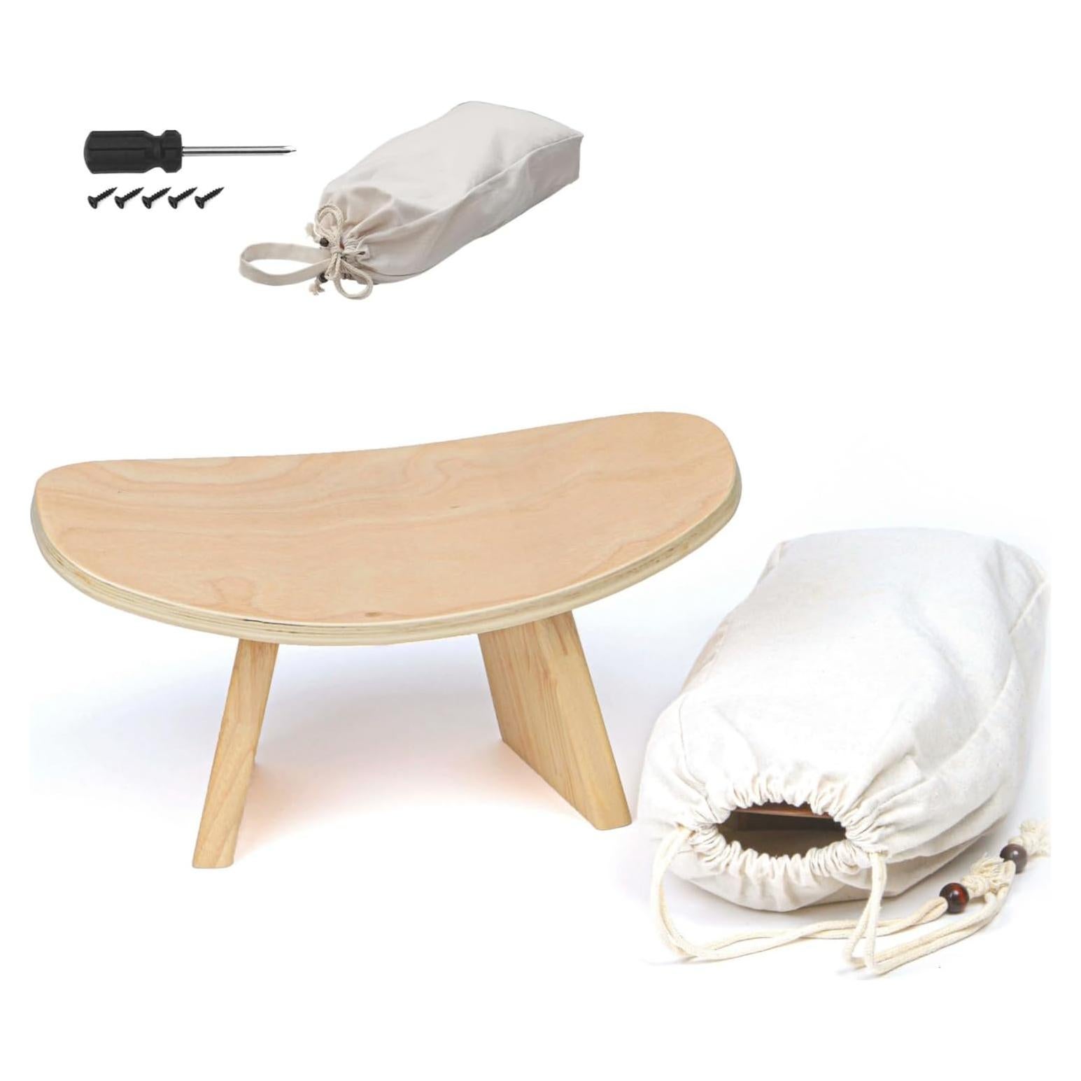 Banco de Meditación Ergonómico OBELGEOYA - Silla de Rodillas de Madera Natural