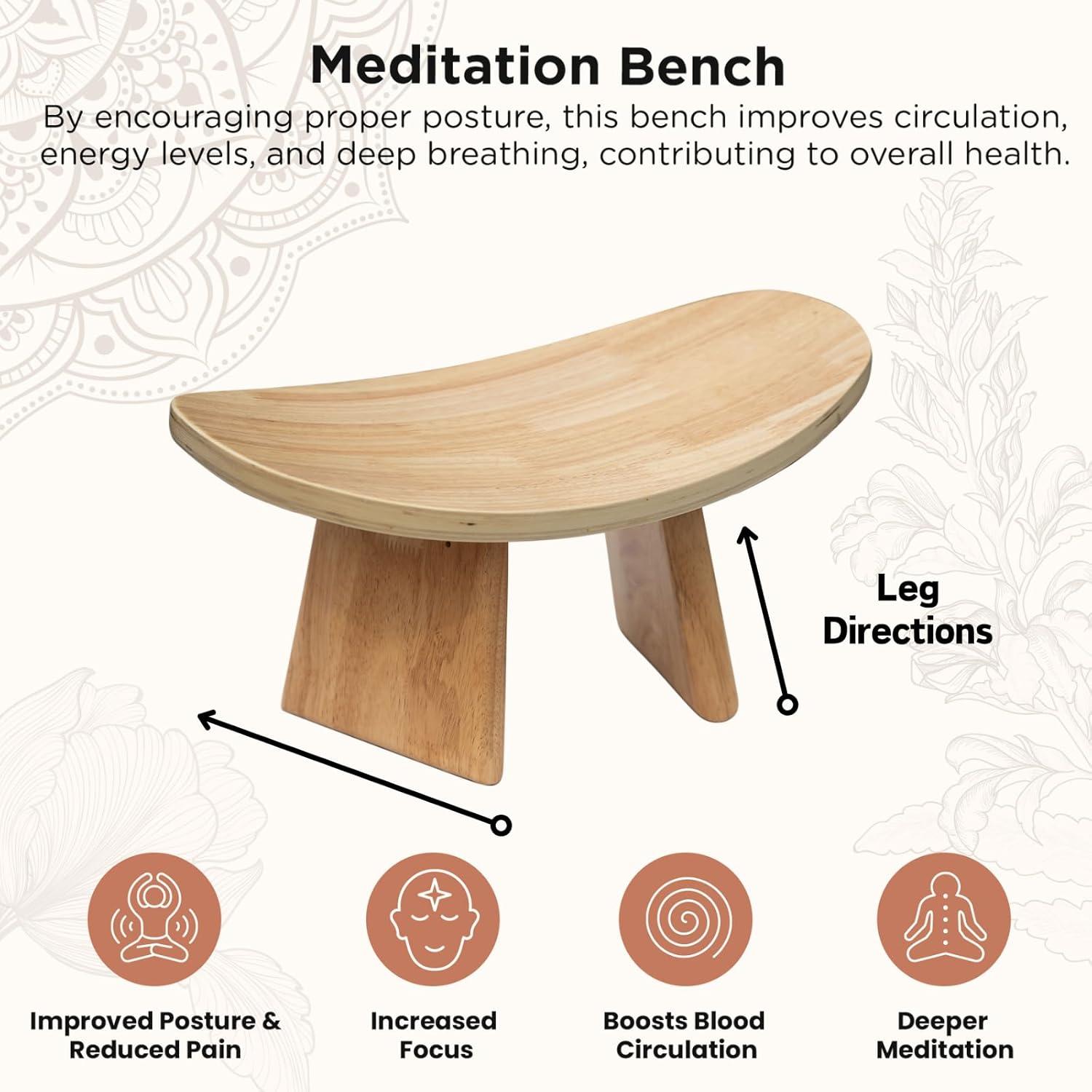 Banco de Meditación Ergonómico OBELGEOYA - Silla de Rodillas de Madera Natural