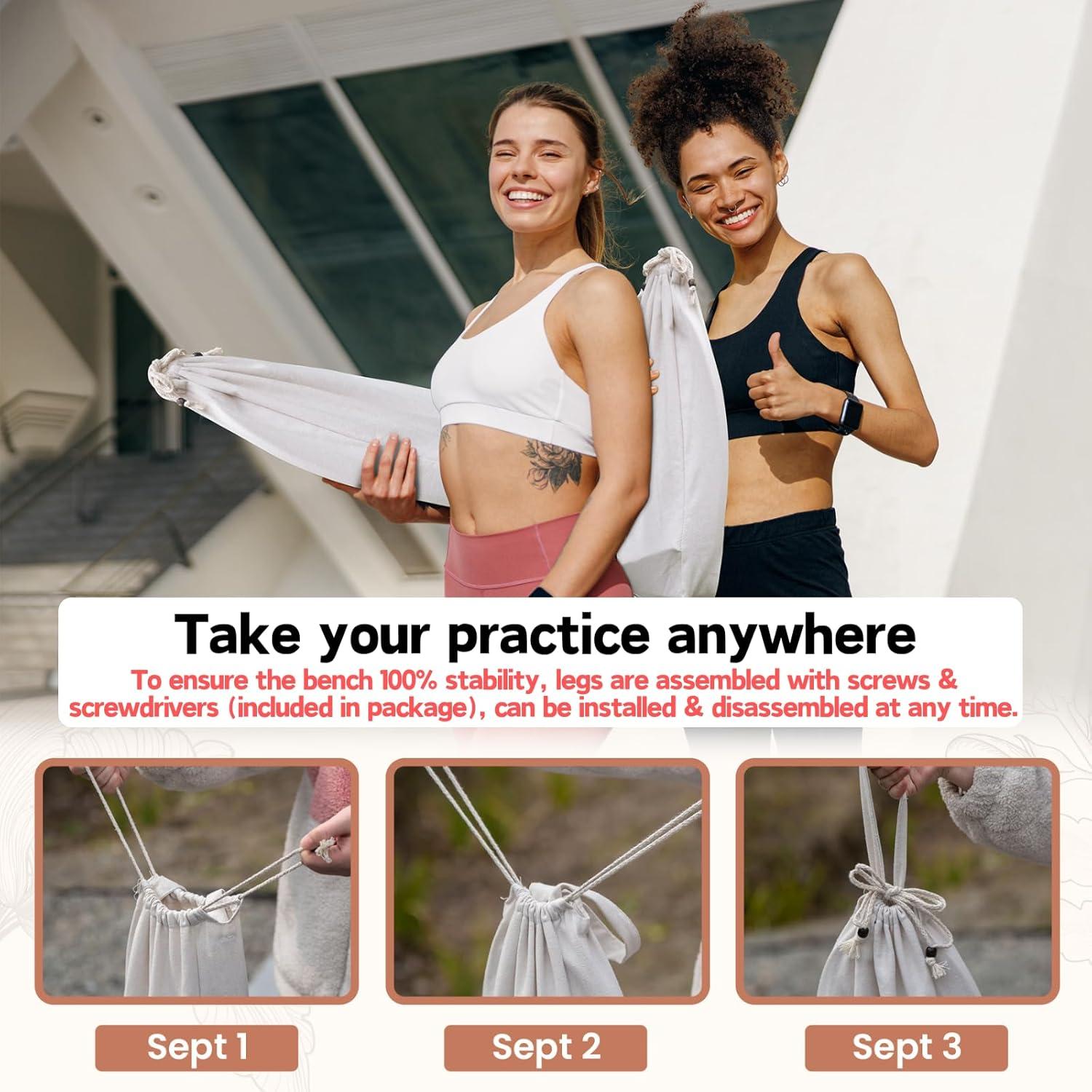 Banco de Meditación Ergonómico OBELGEOYA - Silla de Rodillas de Madera Natural