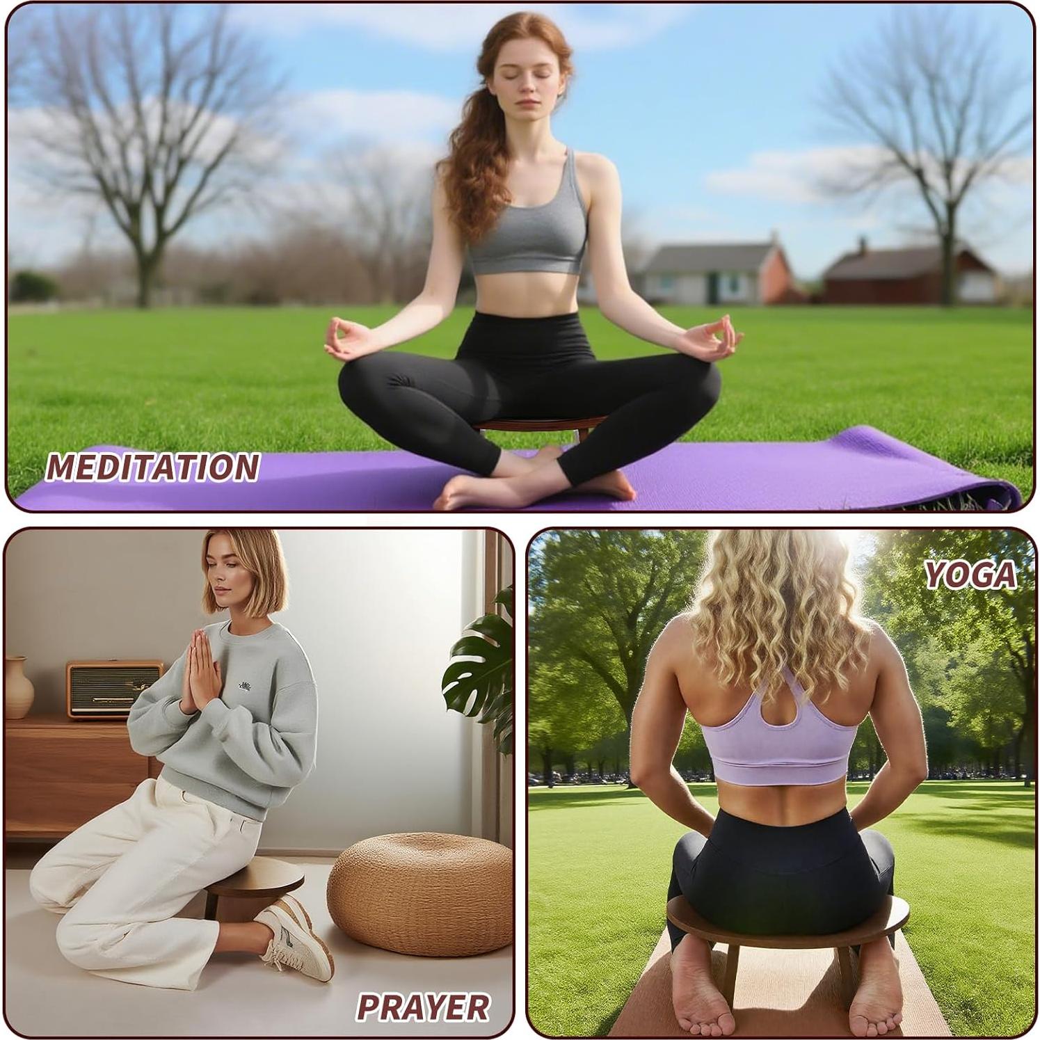 Banco de Meditación Ecoaterui de Madera Ergonómico 21x42 cm