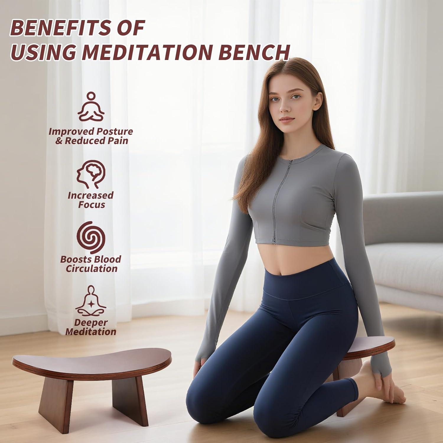 Banco de Meditación Ecoaterui de Madera Ergonómico 21x42 cm