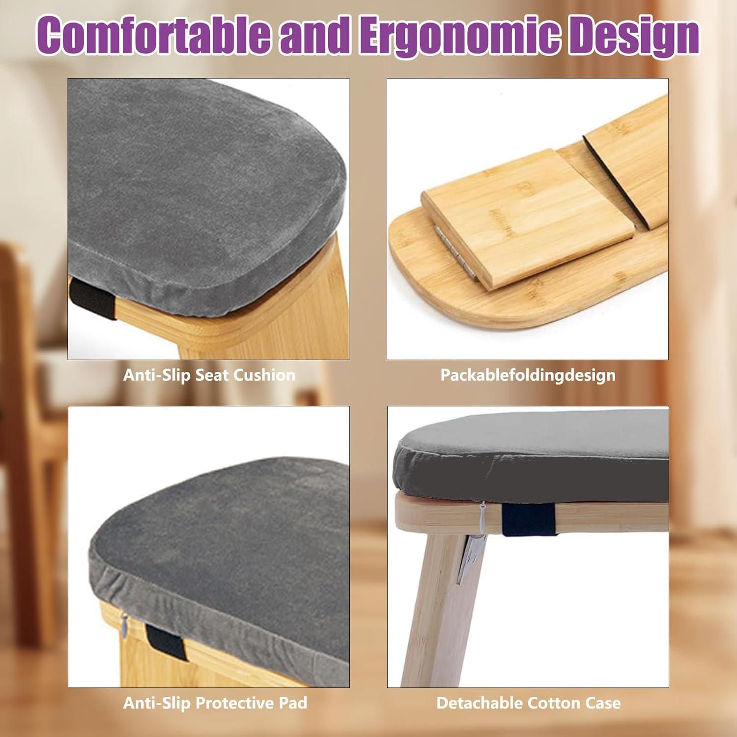 Banco de Meditación Plegable SuperRC de Bambú 12.7x33cm