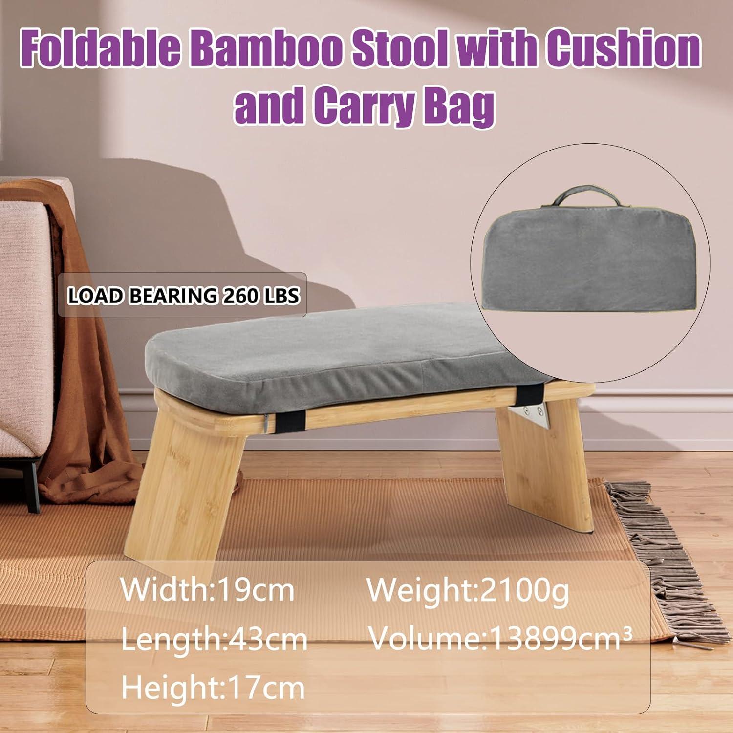 Banco de Meditación Plegable SuperRC de Bambú 12.7x33cm