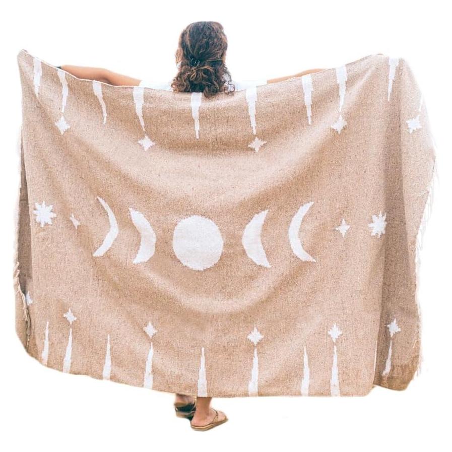 Manta Mexicana Tejida a Mano WP West Path Fases Lunares 203x127cm