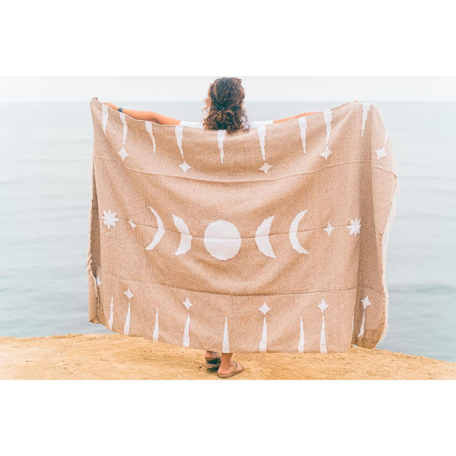 Manta Mexicana Tejida a Mano WP West Path Fases Lunares 203x127cm