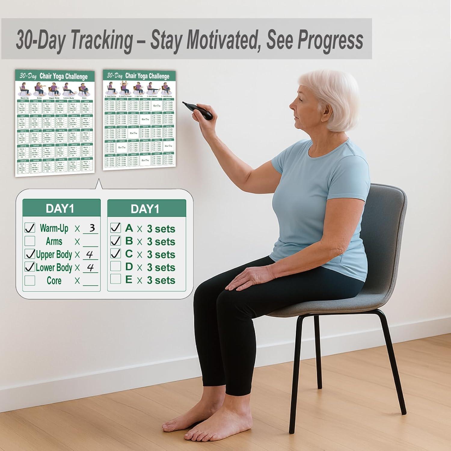 Póster de Yoga en Silla Zondashin - 5 Guías Ilustradas y 5 Desafíos