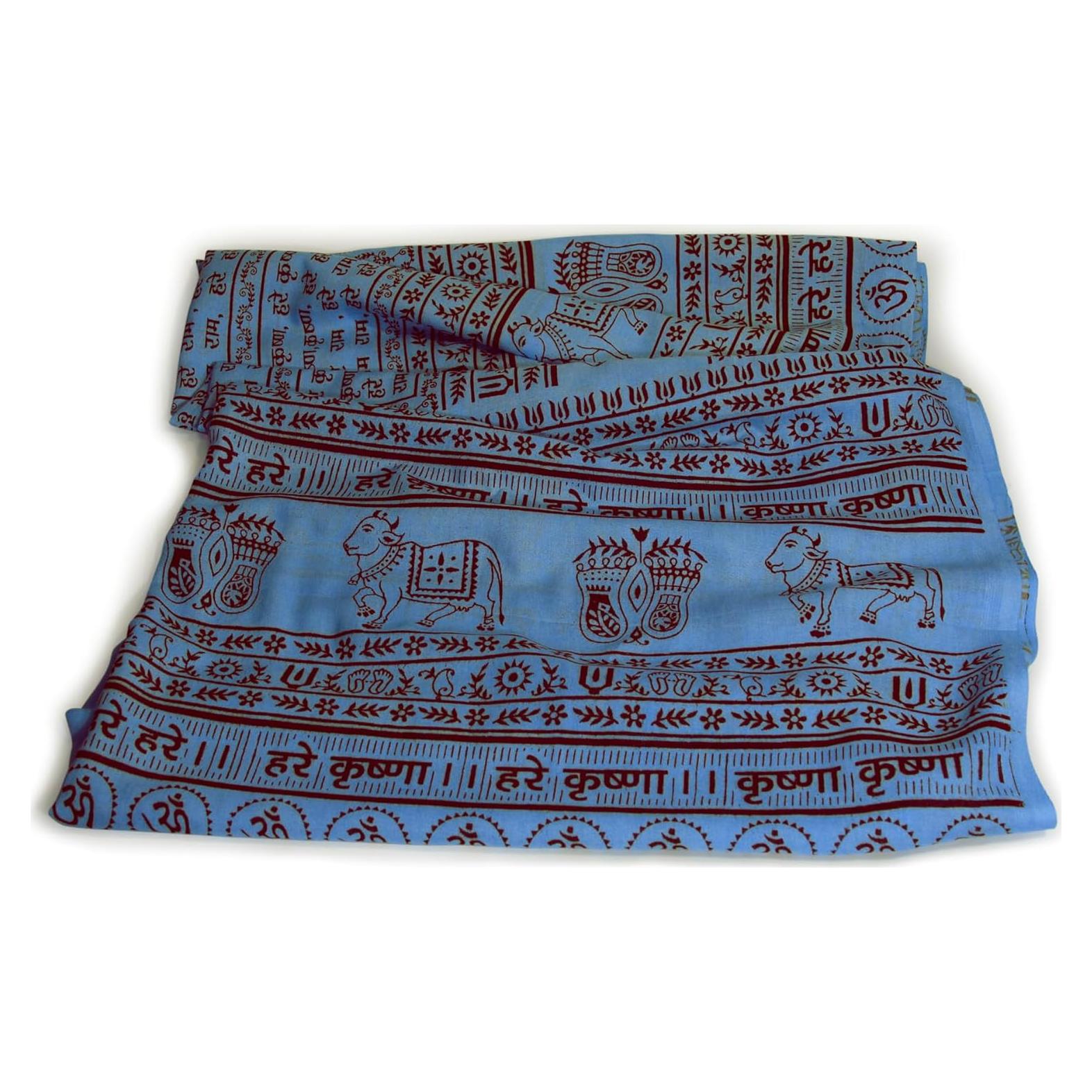 Chal de Meditación Prabhuji's Gifts - Maha Mantra Azul 220x106 cm