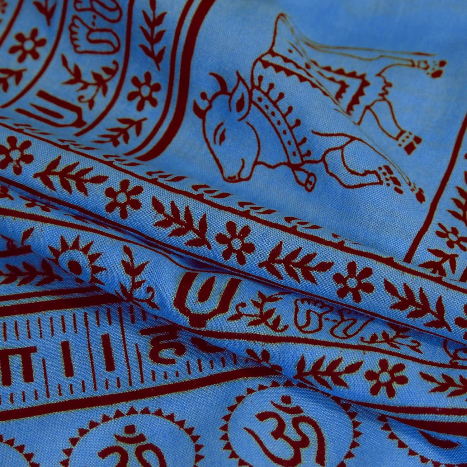 Chal de Meditación Prabhuji's Gifts - Maha Mantra Azul 220x106 cm