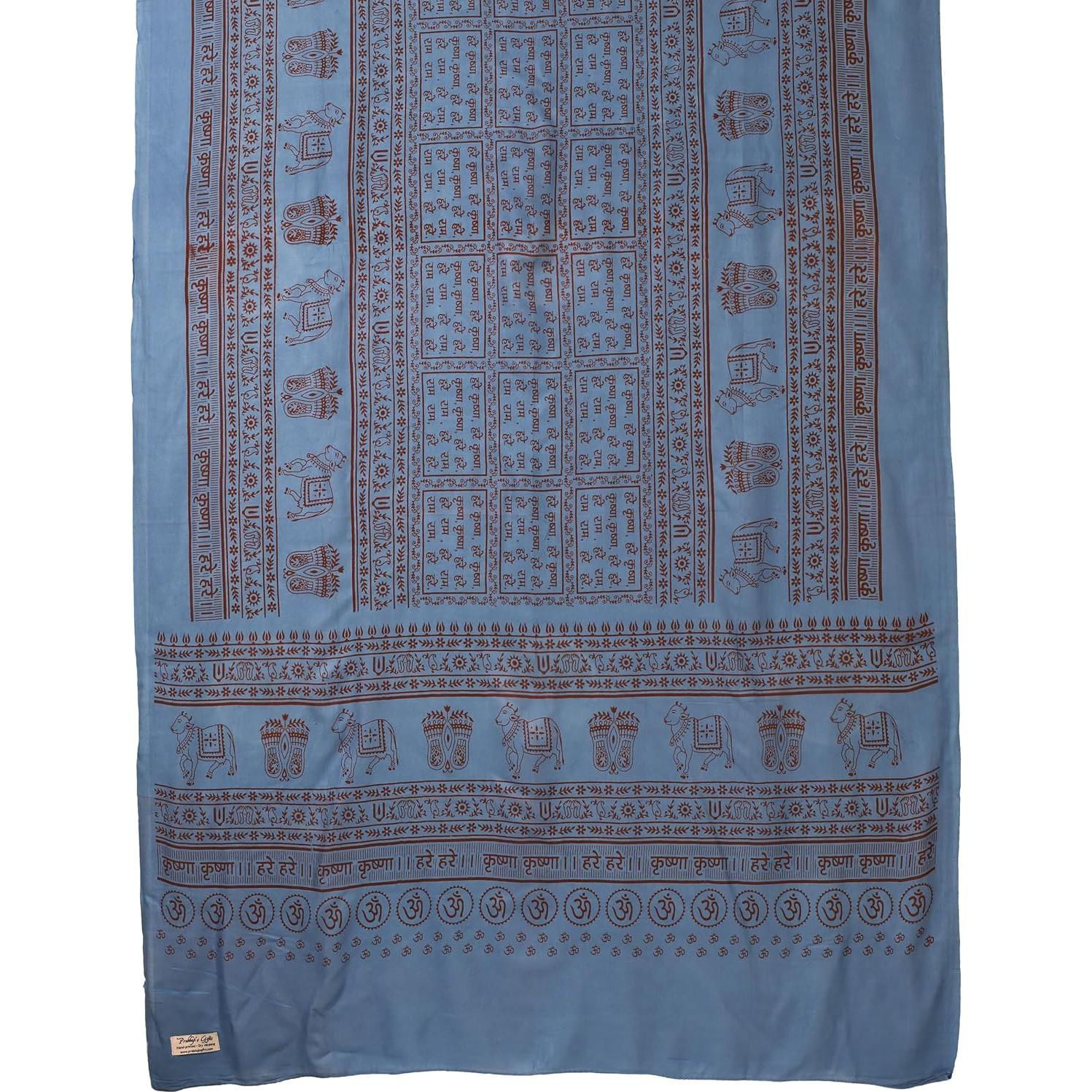 Chal de Meditación Prabhuji's Gifts - Maha Mantra Azul 220x106 cm
