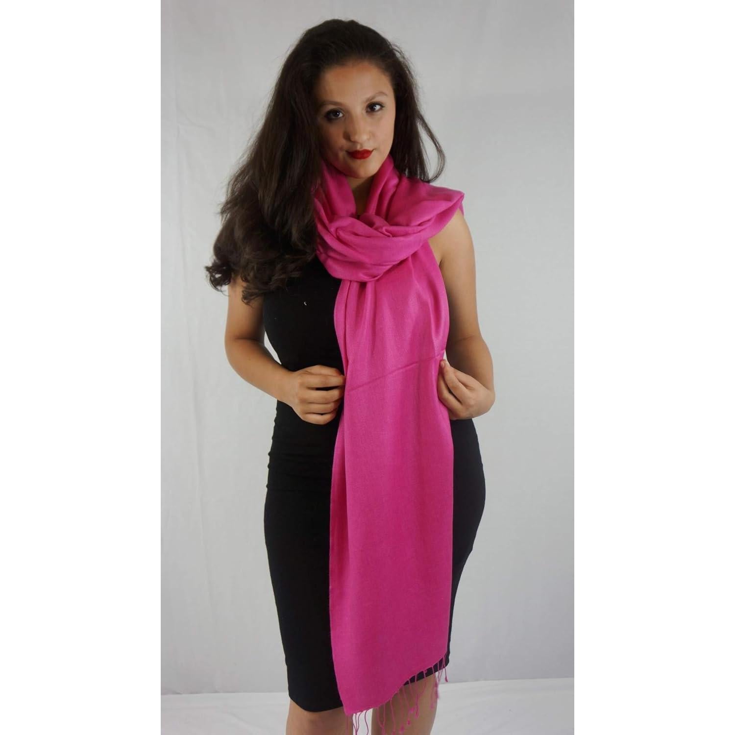 Chal Pashmina y Seda Fucsia 203x91 cm - Bufanda Versátil