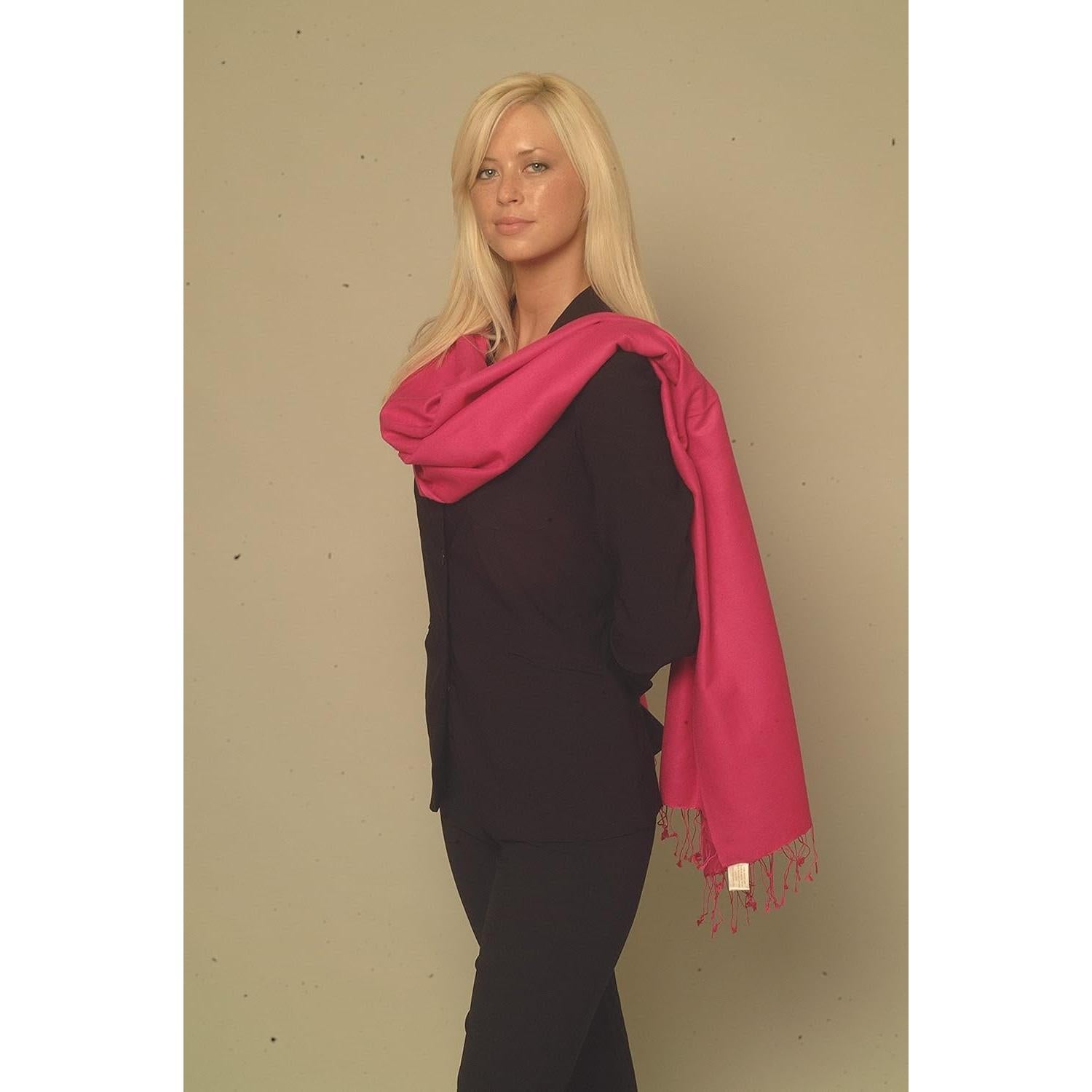 Chal Pashmina y Seda Fucsia 203x91 cm - Bufanda Versátil