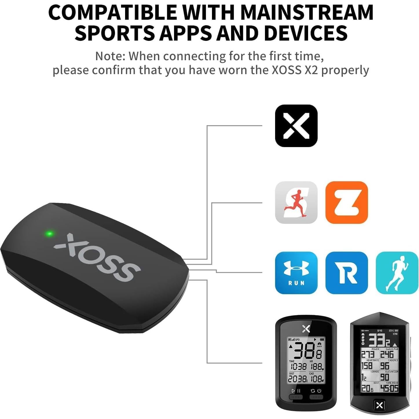 Monitor de Frecuencia Cardíaca XOSS X2 Bluetooth IP67