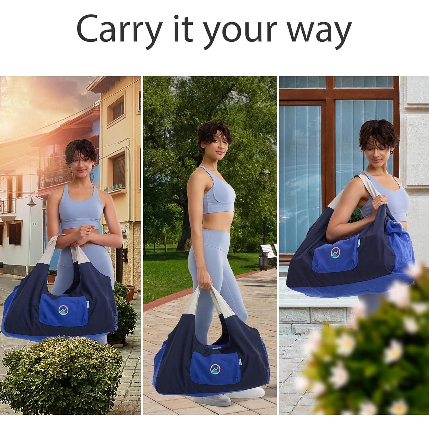 Bolsa de Yoga Extra Grande JoYnWell Azul con 4 Bolsillos