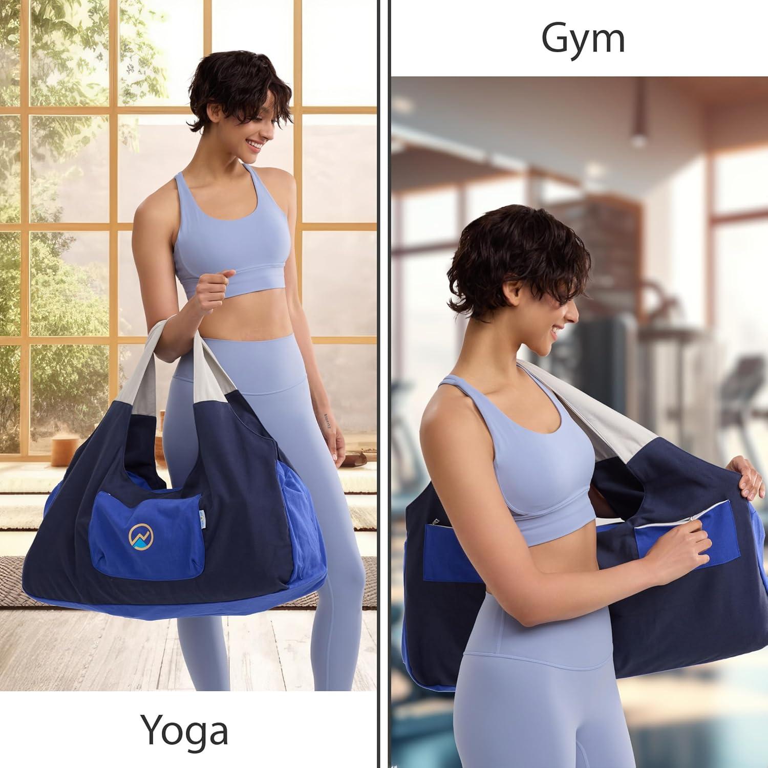 Bolsa de Yoga Extra Grande JoYnWell Azul con 4 Bolsillos