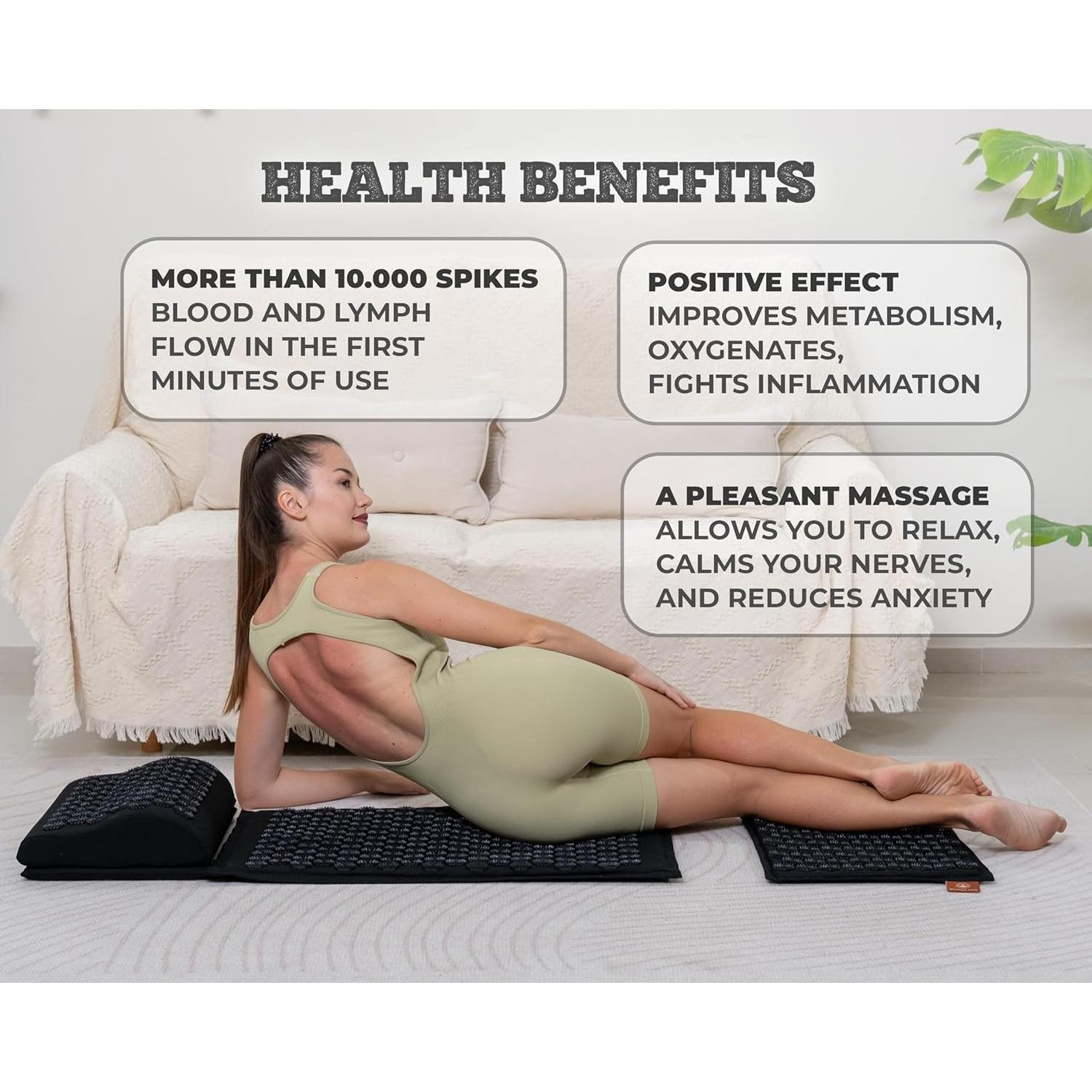 Alfombrilla de Acupresión Balance Mate con Almohada - Negro