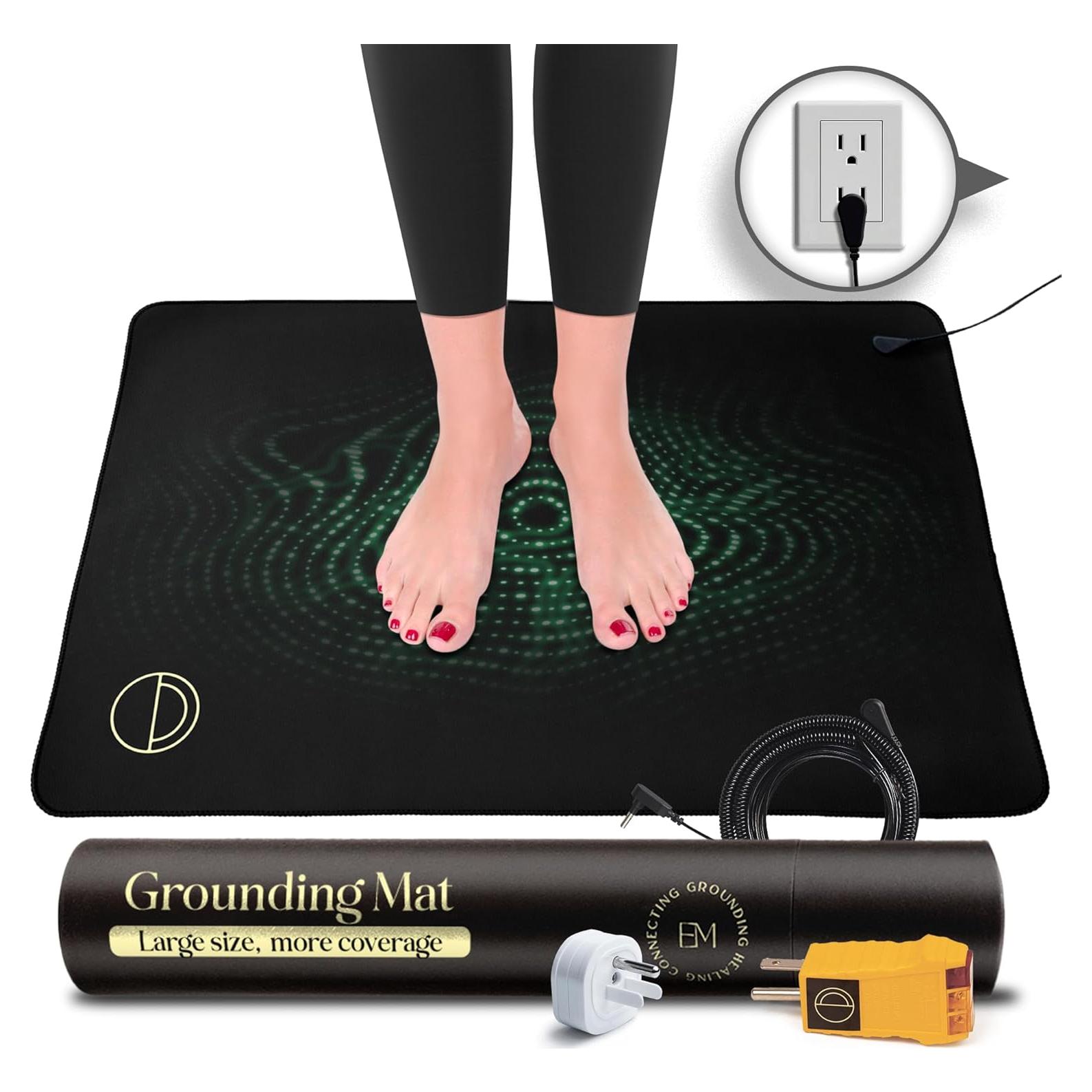 Earth and Moon Grounding Mat for Bed 24x35in - Full Body Grounding Pad and Mattress Cover for Pain, Inflammation and Restful Sleep, Includes 15 Feet Cord and Outlet Tester for Safe Use