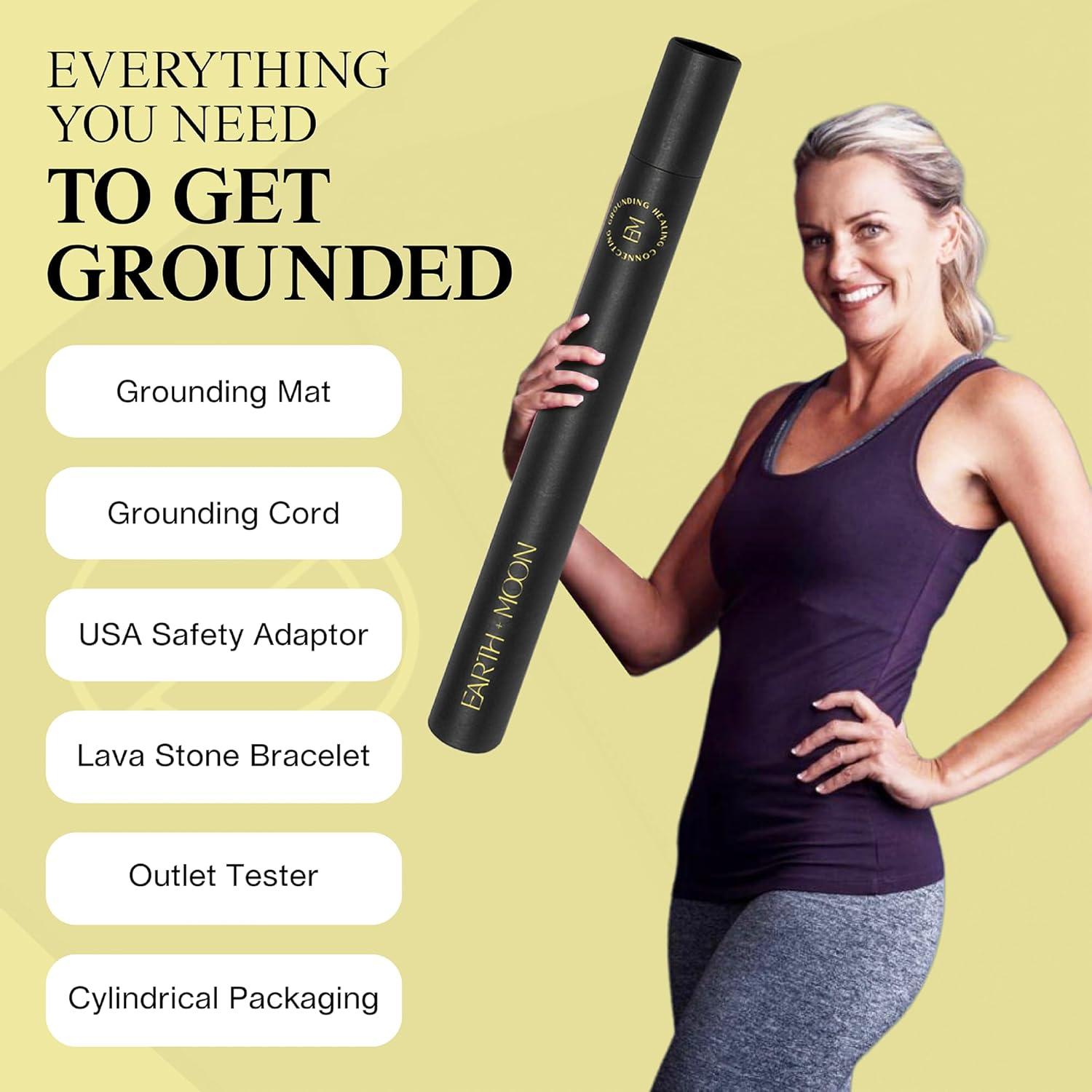 Earth and Moon Grounding Mat for Bed 24x35in - Full Body Grounding Pad and Mattress Cover for Pain, Inflammation and Restful Sleep, Includes 15 Feet Cord and Outlet Tester for Safe Use