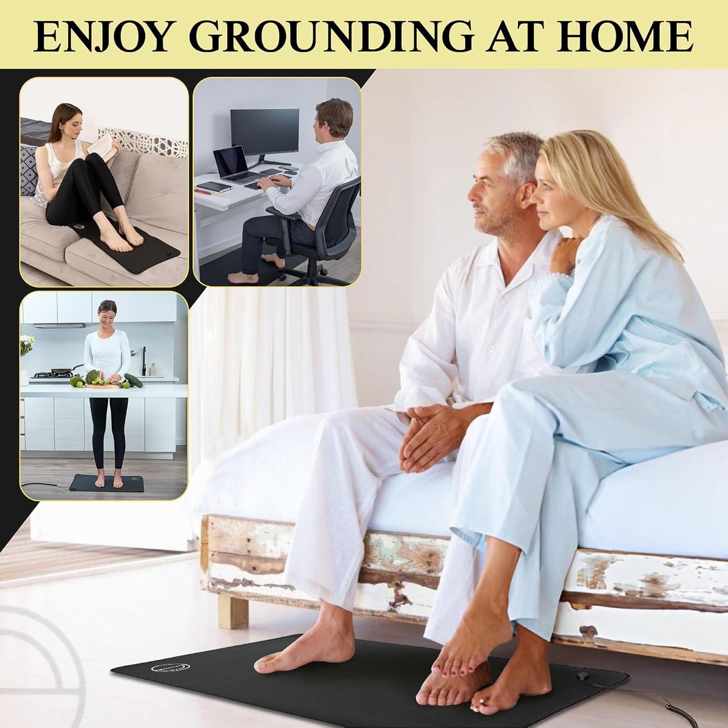 Earth and Moon Grounding Mat for Bed 24x35in - Full Body Grounding Pad and Mattress Cover for Pain, Inflammation and Restful Sleep, Includes 15 Feet Cord and Outlet Tester for Safe Use