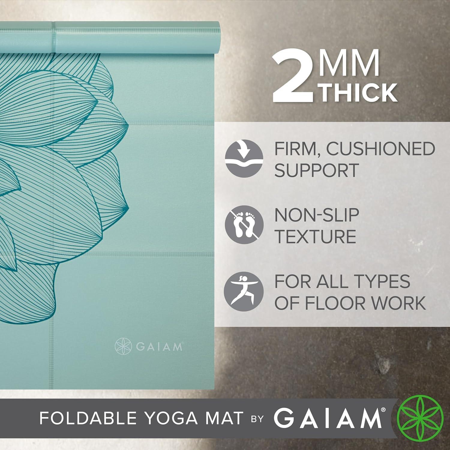 Esterilla de Yoga Plegable Gaiam 2mm para Viajes 172.7x61cm