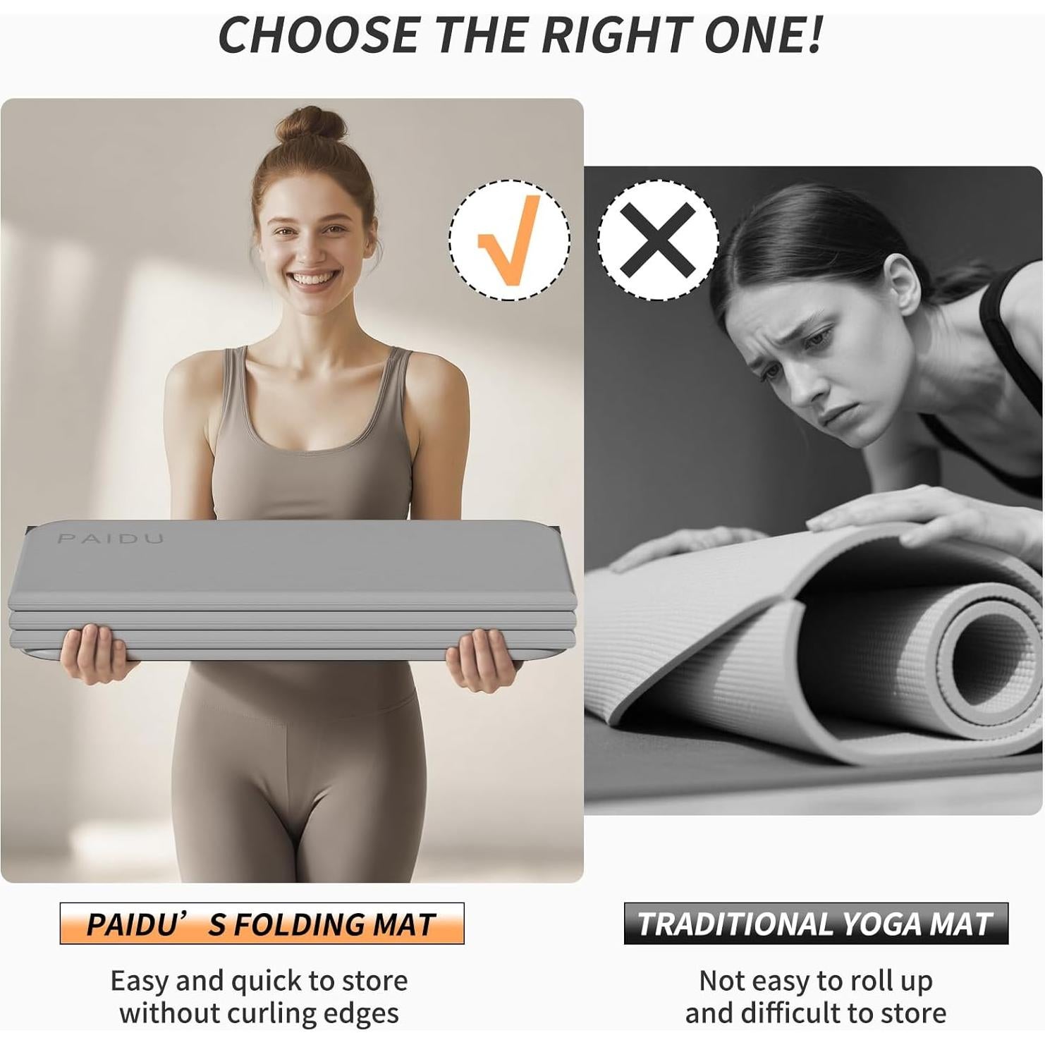 Colchoneta de Yoga Plegable PAIDU 189.9x66cm TPE Antideslizante